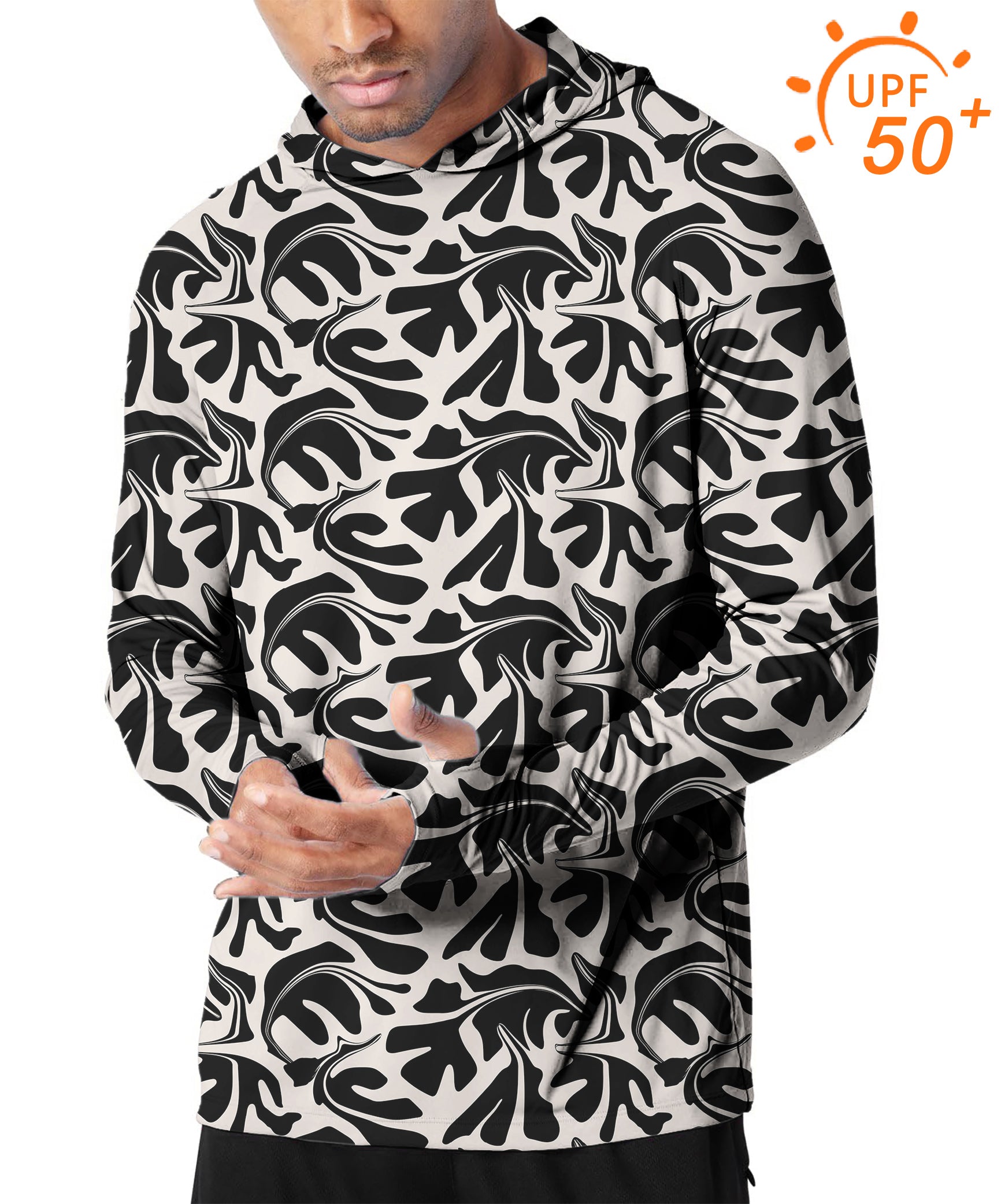 Men's Outdoor Black Geometry Golf Sun Protection Slim Fit hoodies