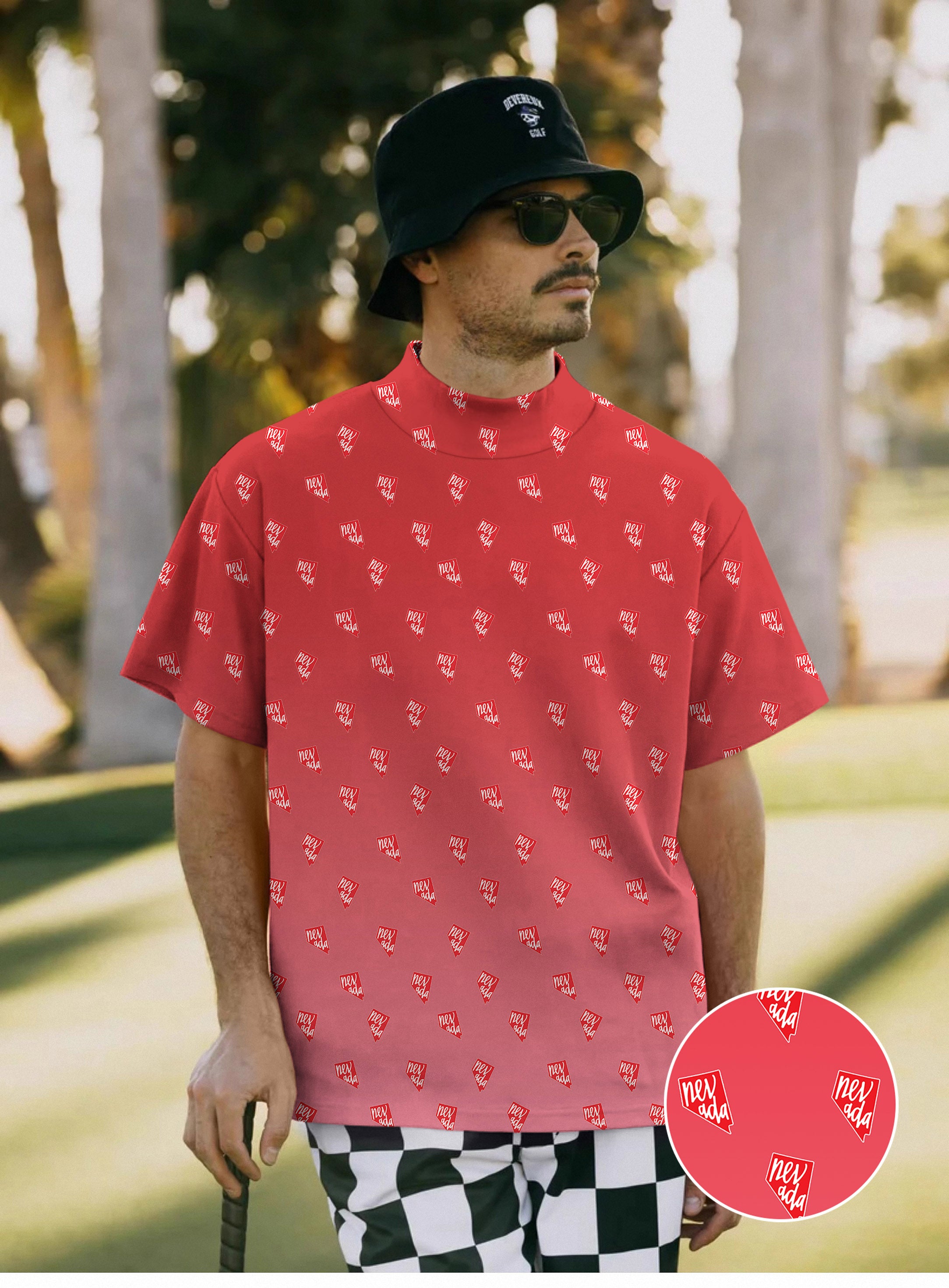 Men's Red Nevada Mock Neck Long/Short Sleeve Golf Tops