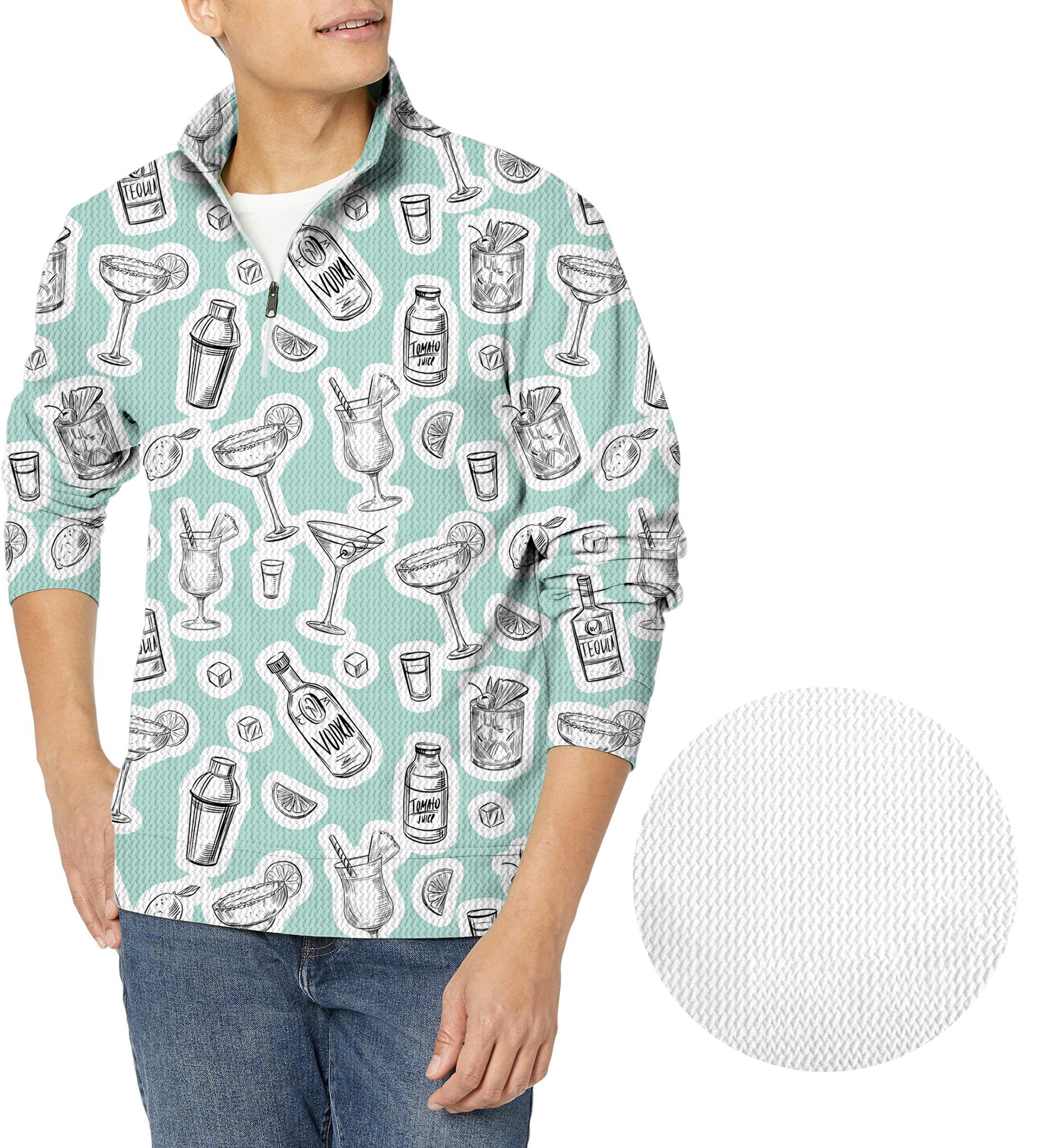 Set of alcohol cocktails-Men's Golf Waffle Zipper Pullover