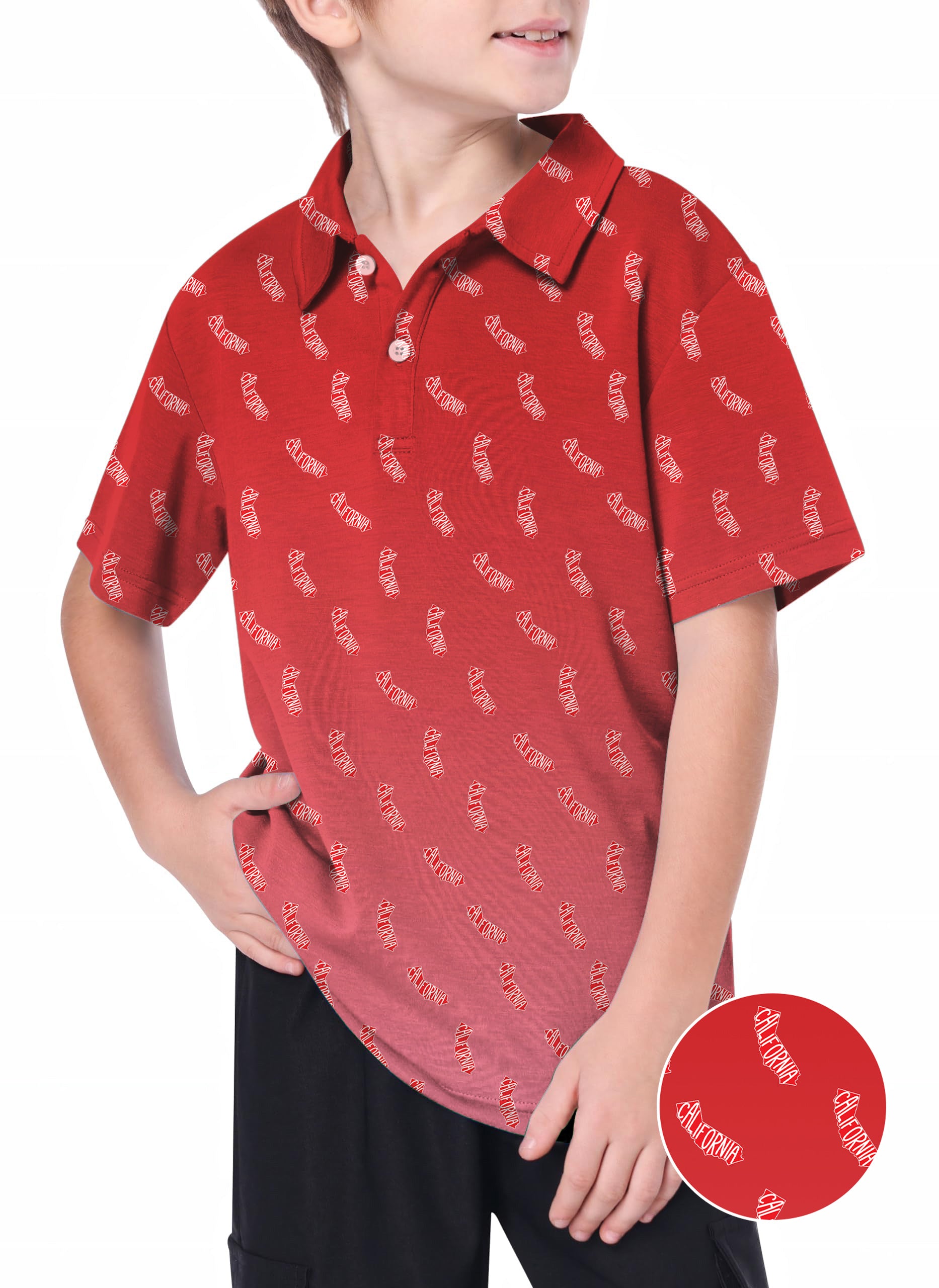 Youth Red California Golf Polo