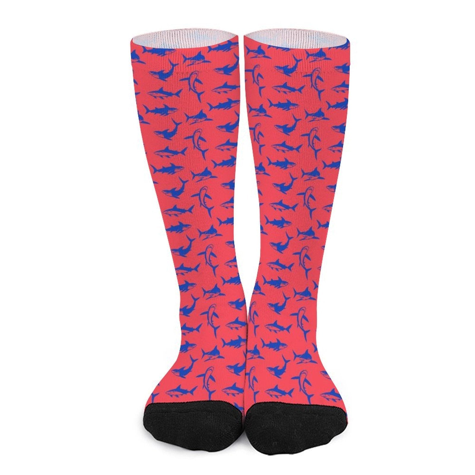 Underwater frenzy printed crew socks with cushioned sole, 98% polyester, stylish 3D design, perfect gift for men and women.