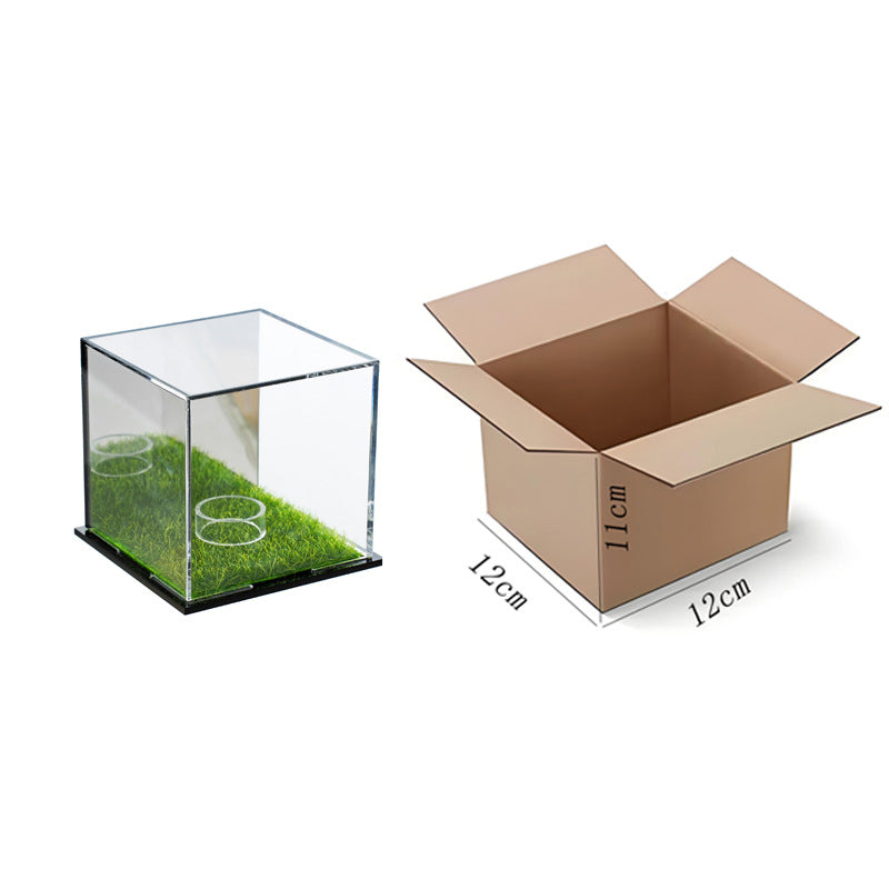 clear acrylic golf tees set holder with artificial grass base and packaging box