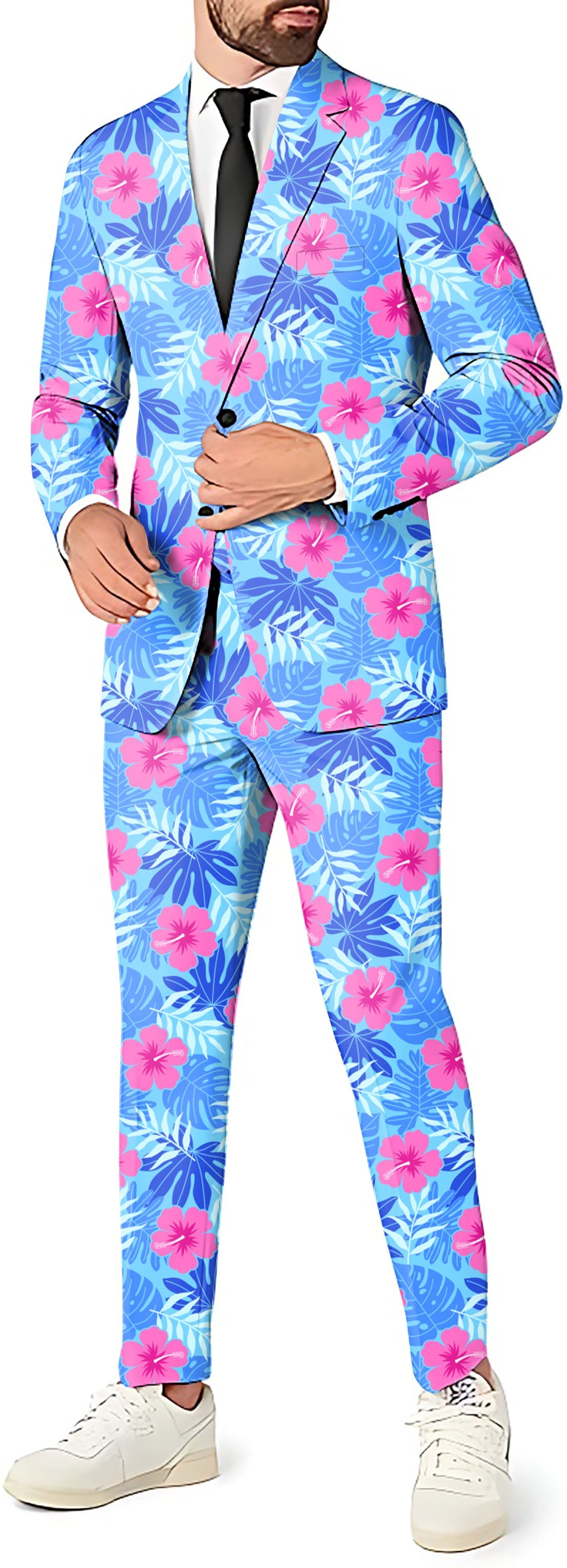 Men's Vivid Bloom flower blazer and pants suit set for party and theme events