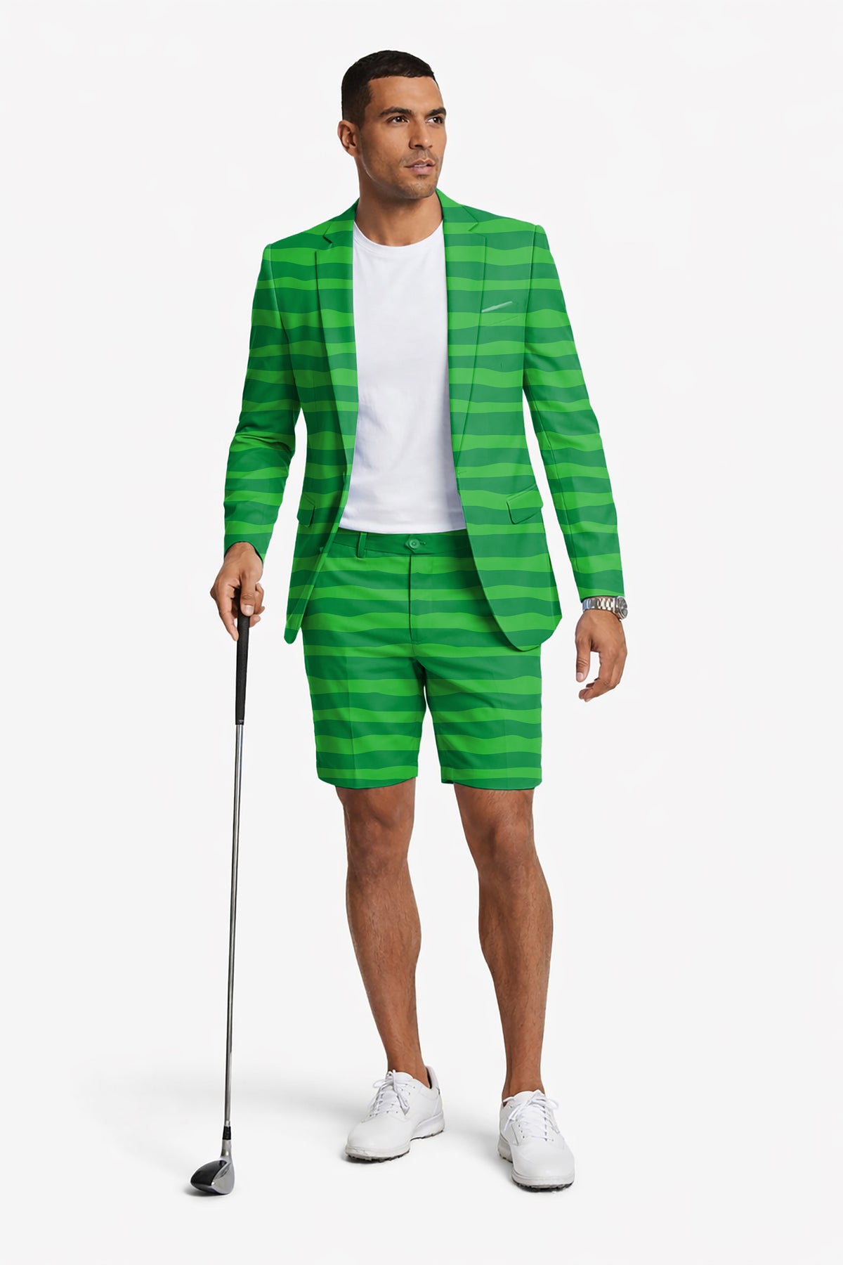 Horizontal watermelon stripes Men's Party Costumes-Theme Party 2pcs Suit set-Blazer Shorts