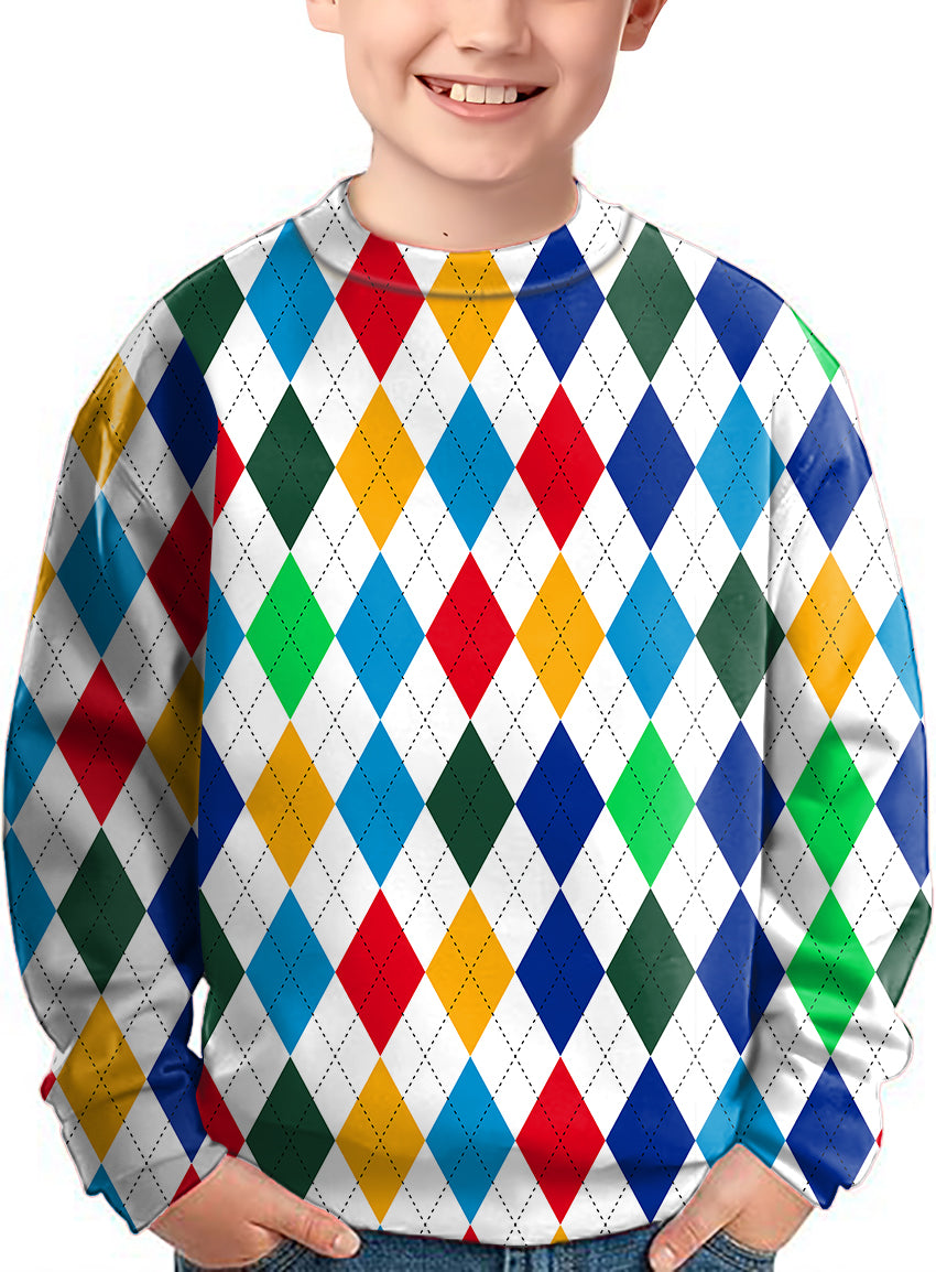 Argyle Colorful Crewneck Pullover Kids Ugly Sweater