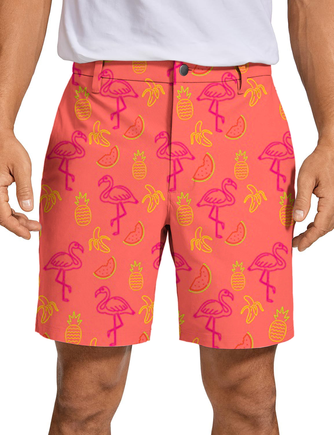 Men Fruity Flamingo Golf Shorts