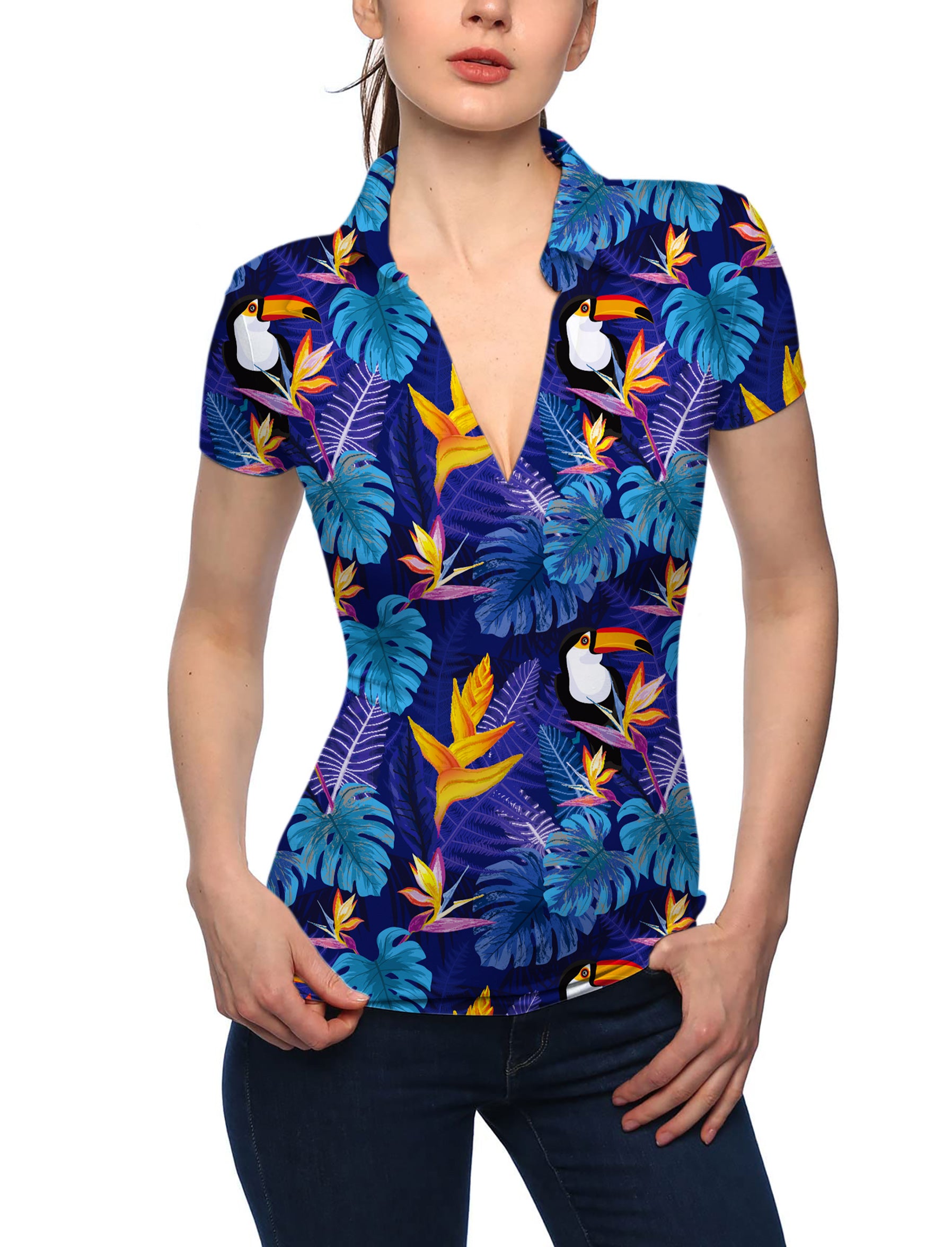 Women's Toucan V Neck Golf Polo
