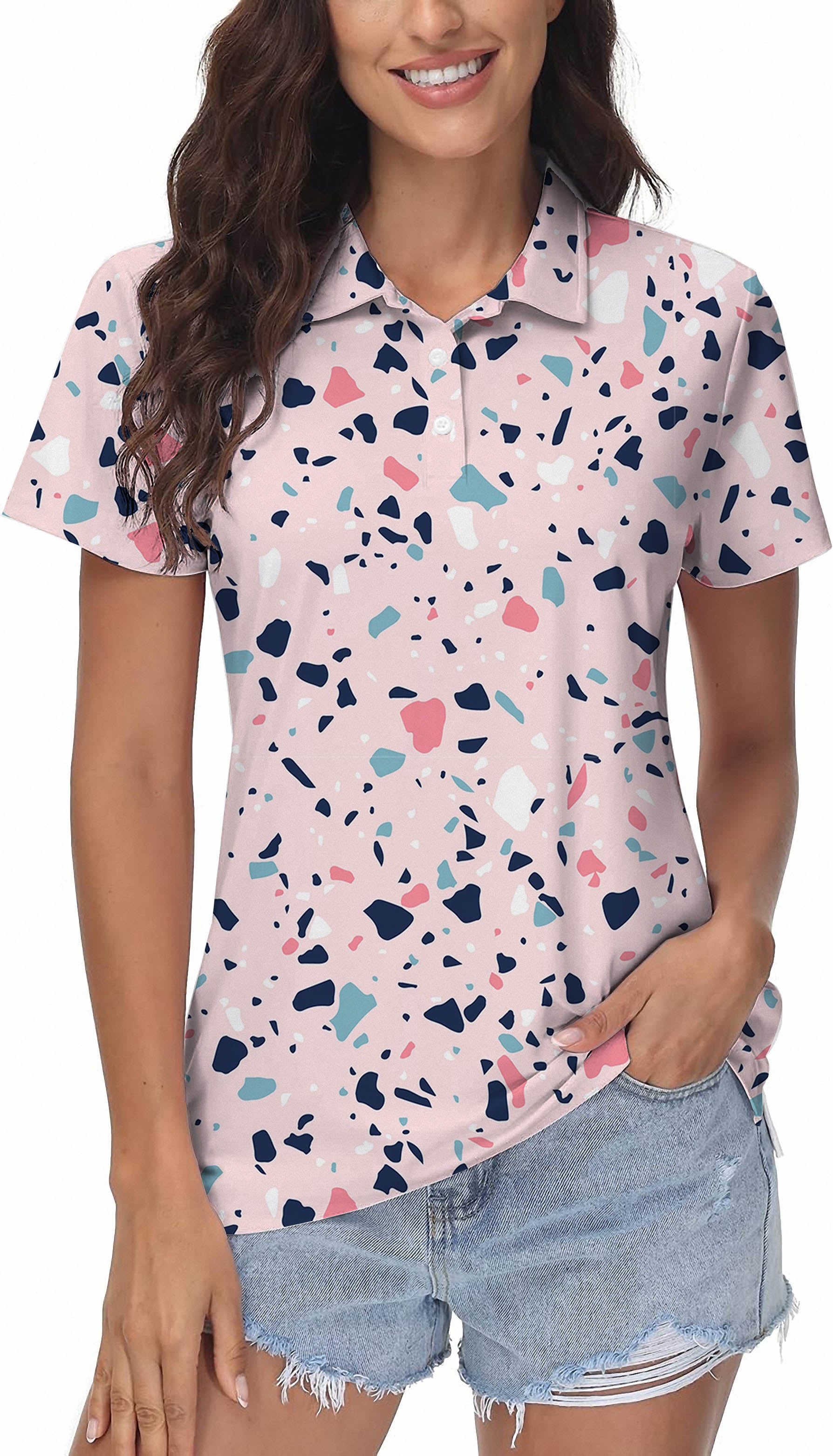 Pink Paint Splatter Women's Golf Polo