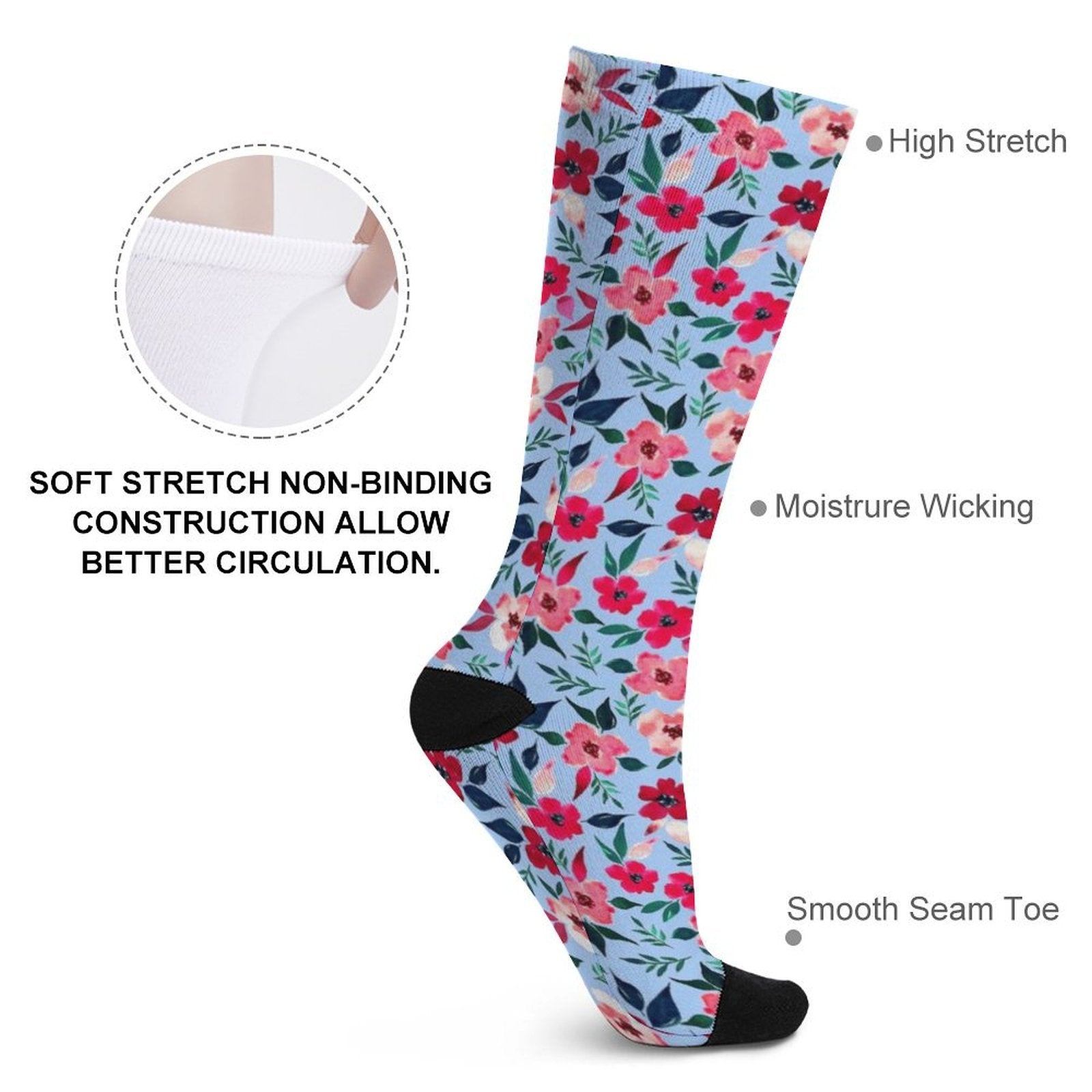 Tropical flowers Prined socks Gifts for Men Women