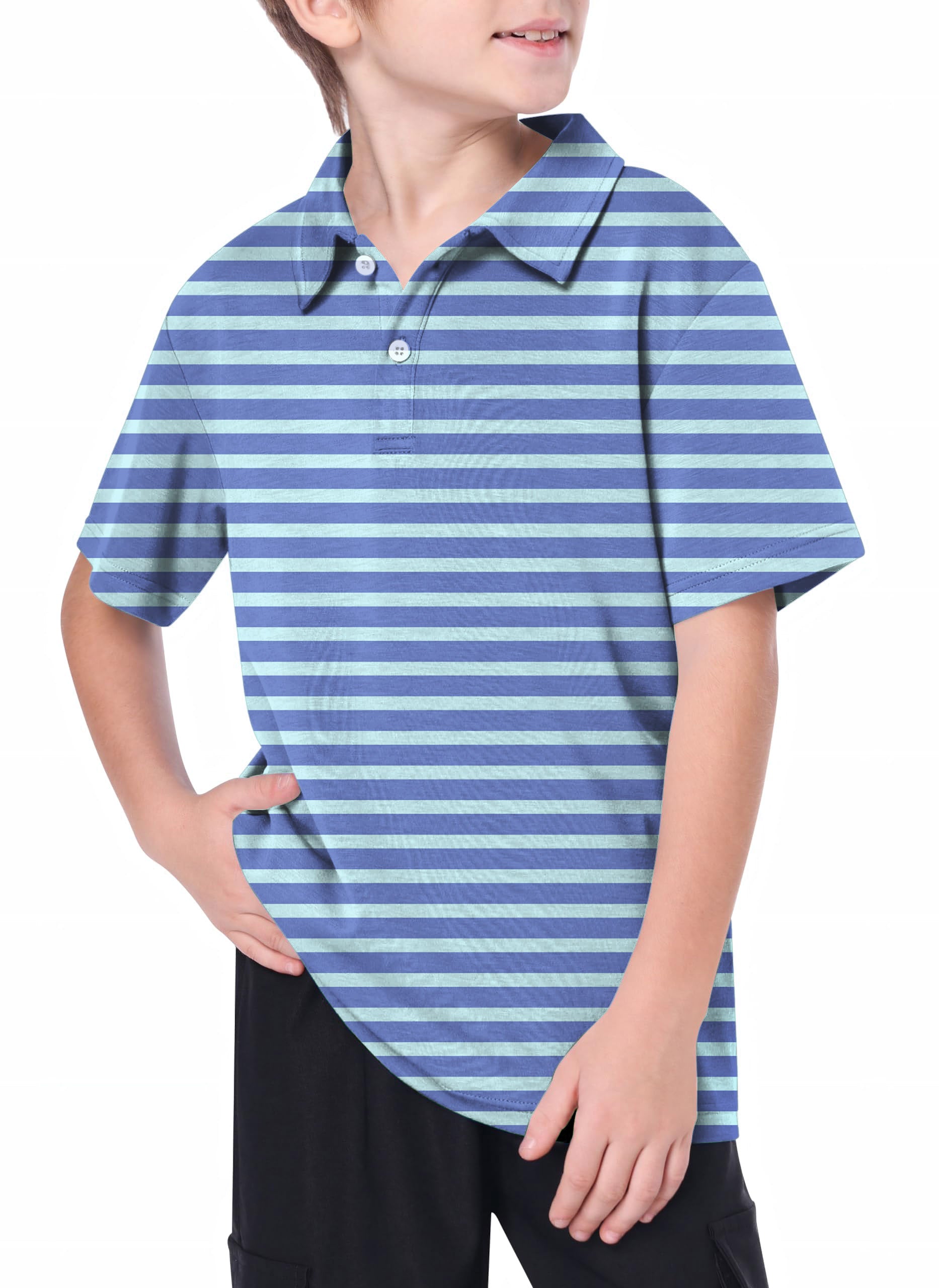 Youth Summer blue Stripes Golf Polo
