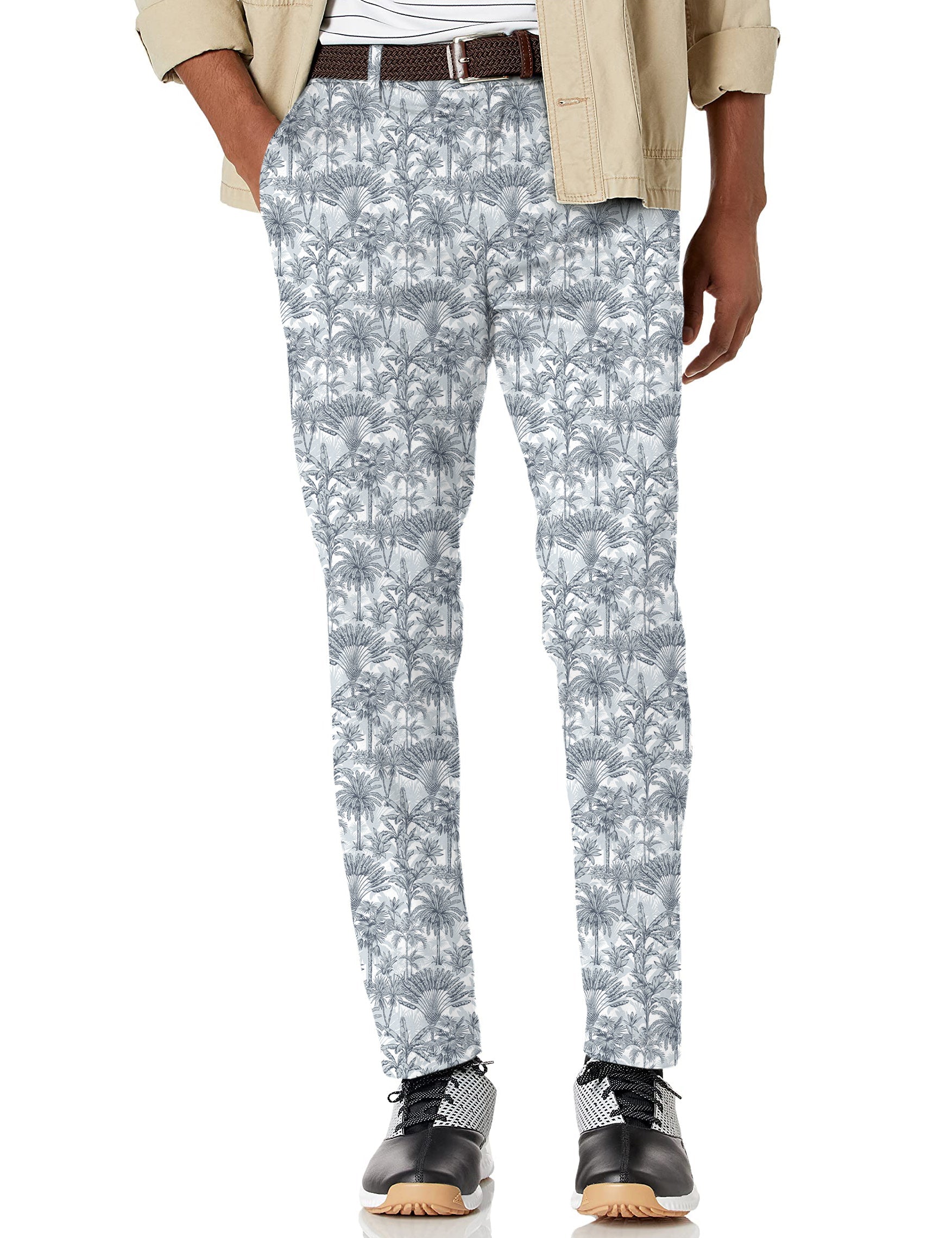Men's Twilight Palms stretch golf pants with moisture-wicking fabric and palm tree print