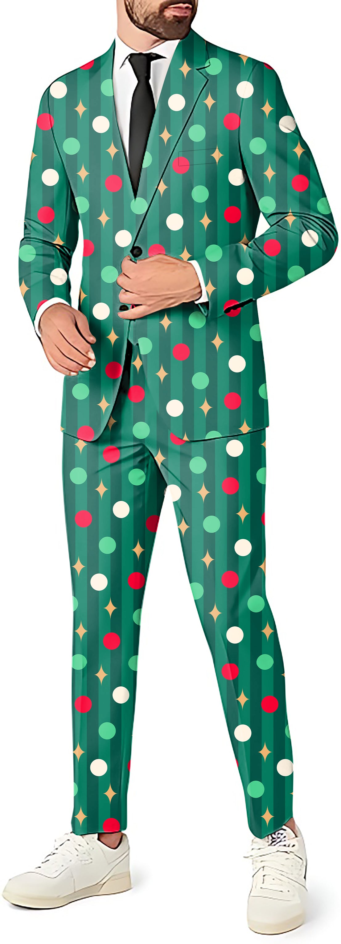 Green Christmas Lollipops Men's Party Costumes-Theme Party 2 or 3pcs Suit set-Blazer Pants & Vest