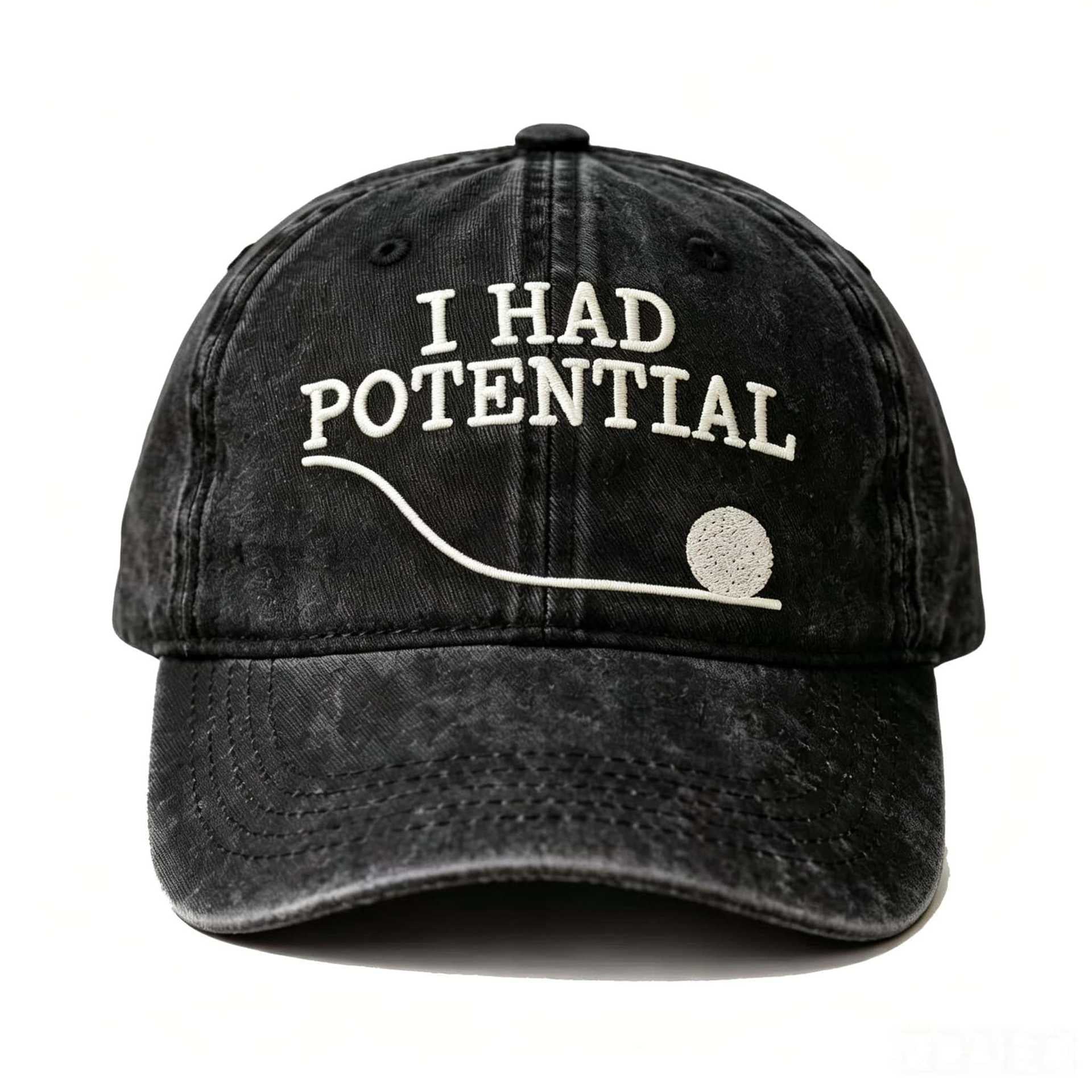 Embroidered I Had Potential Golf White Name Hats