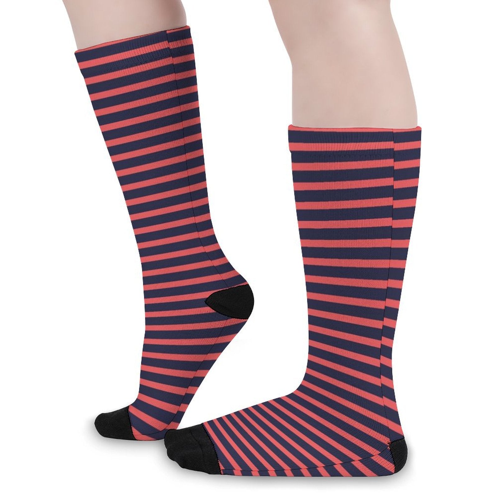 Navy Red Stripes Prined socks Gifts for Men Women