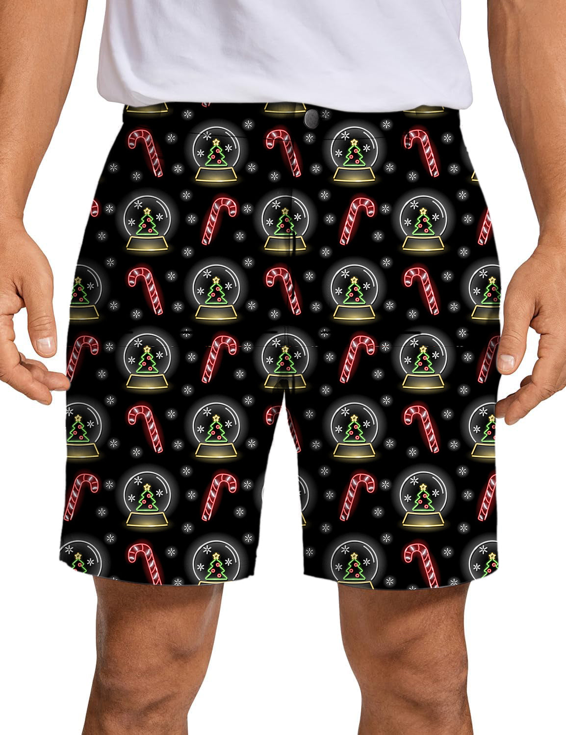 Men's Neon Candy Canes Golf Shorts