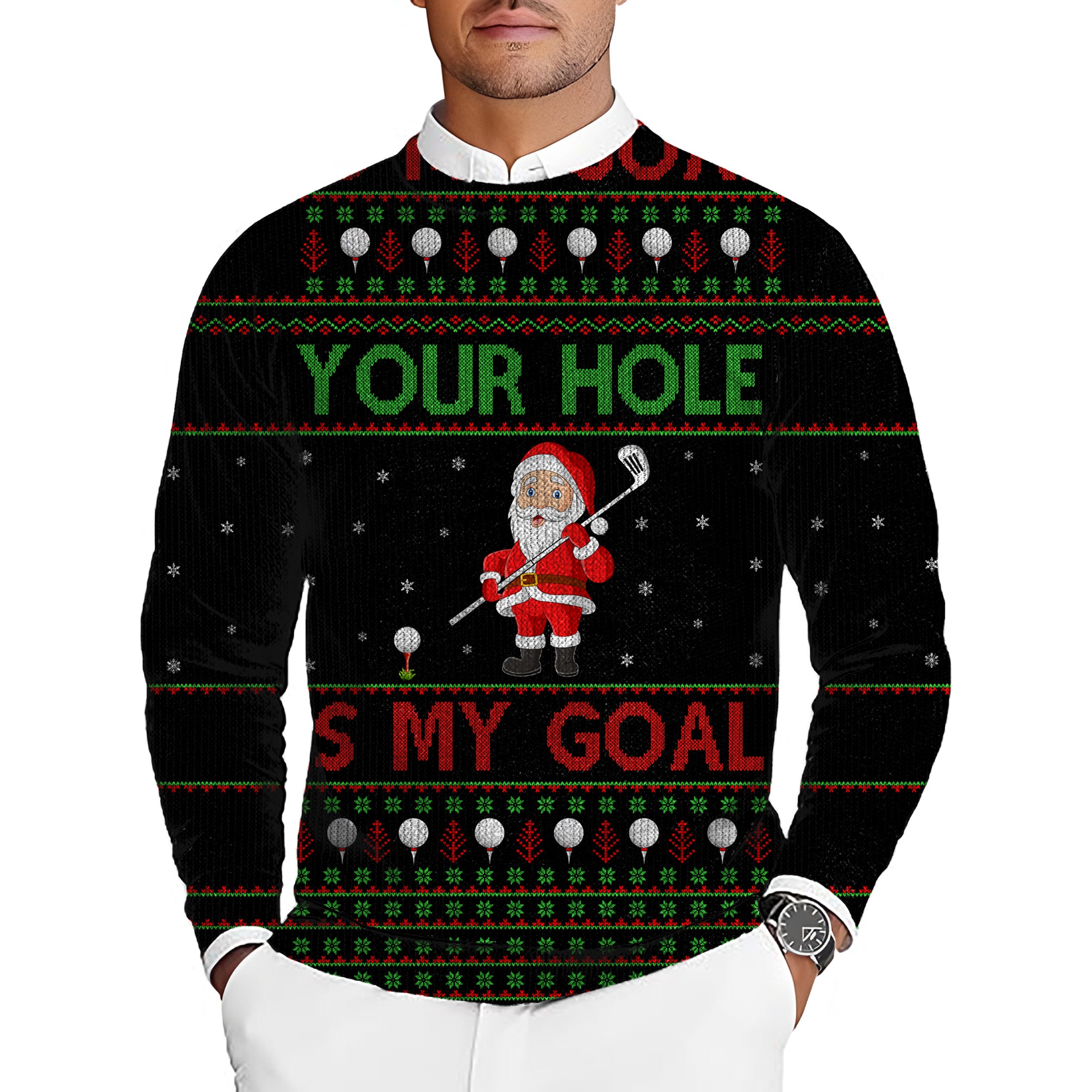 Golf Christmas goal Men's Golf Crewneck Pullover Sweaters Ugly Sweater