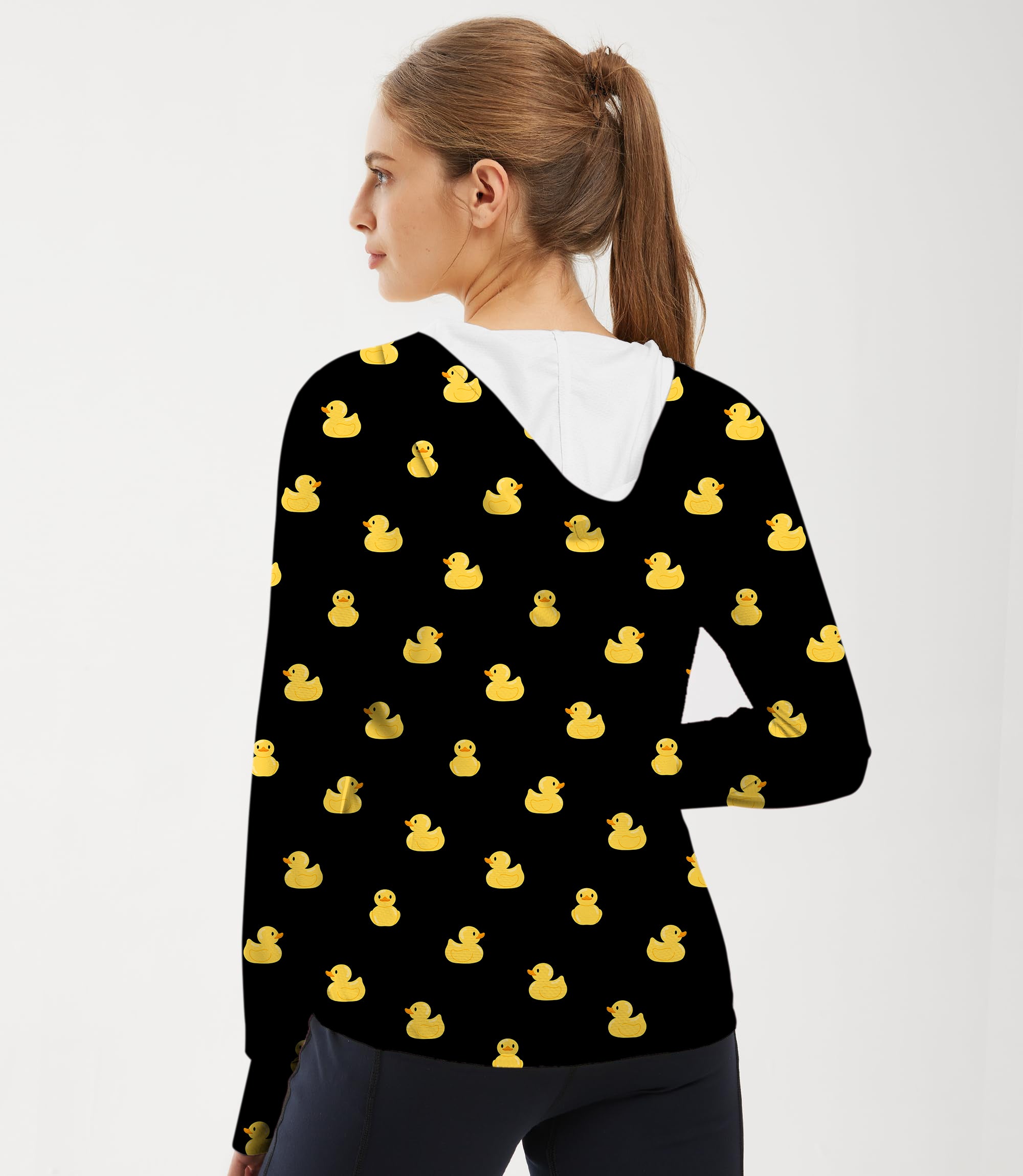 Women's Outdoor Yellow Rubber Duck Custom The Background Color Golf Sun Protection Slim Fit zip hoodies