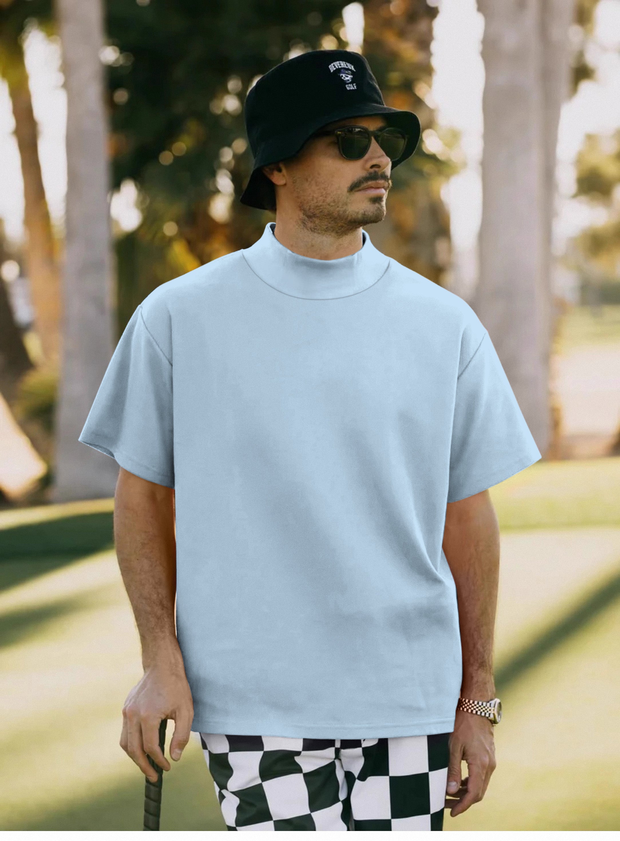Men's pure sky Pullover High neck Long/Short sleeve T-Shirt