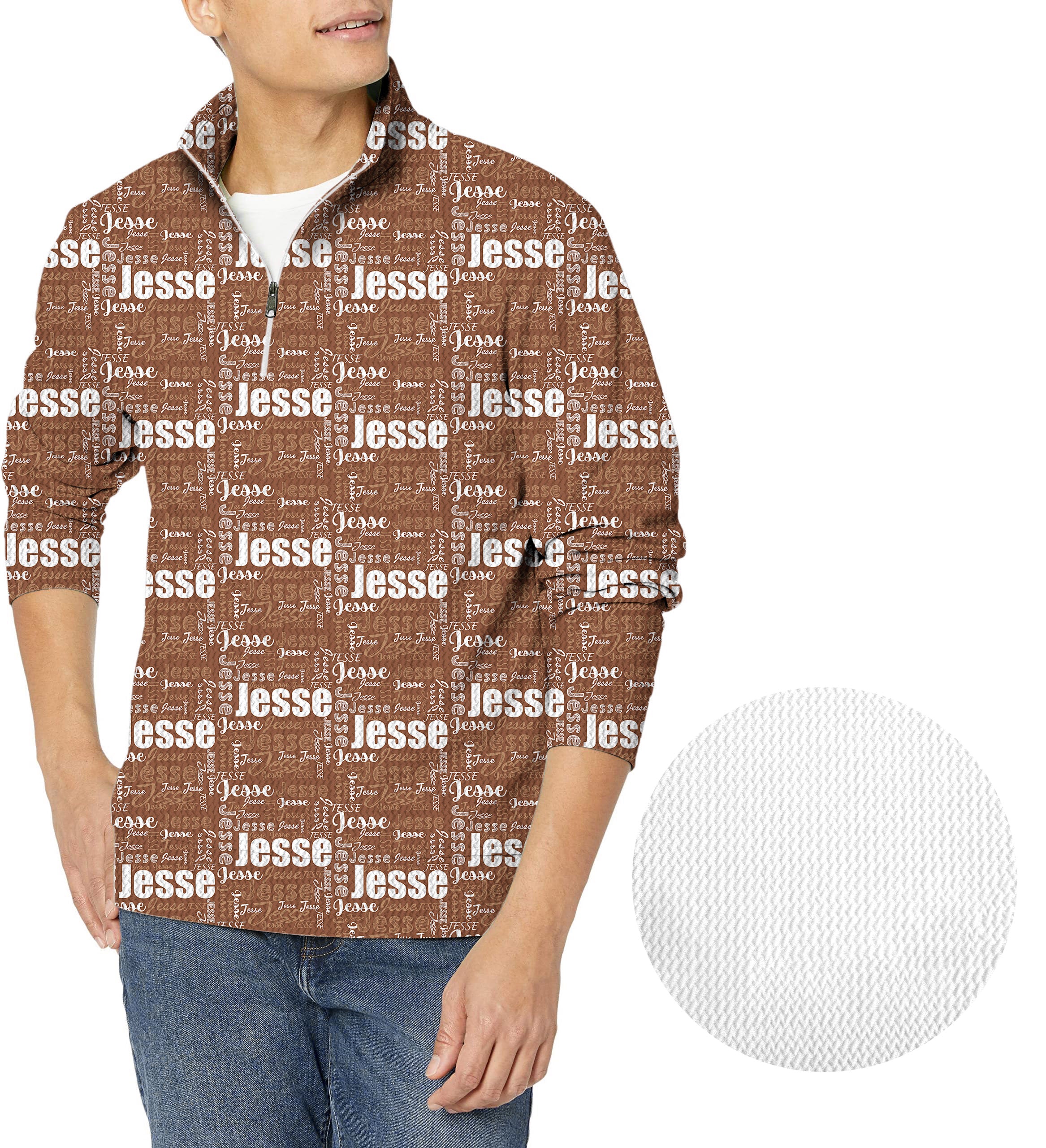 Custom name brown-Men's Golf Waffle Zipper Pullover