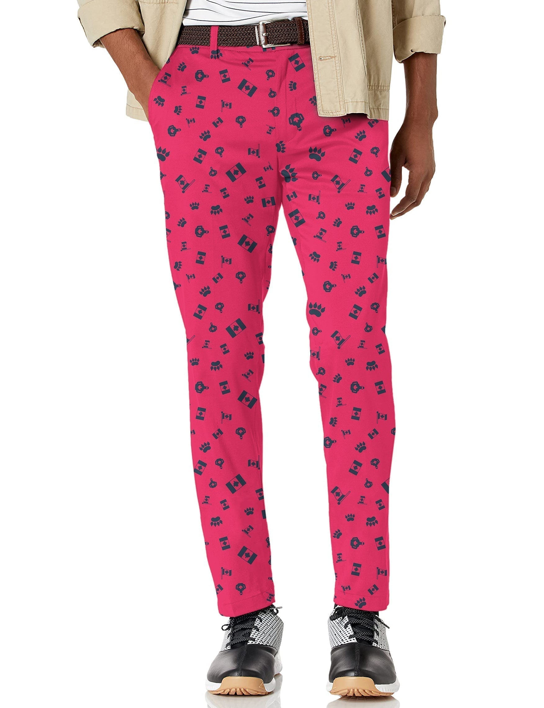 Men's Canadian Flag stretch golf pants with performance fabric and active waistband