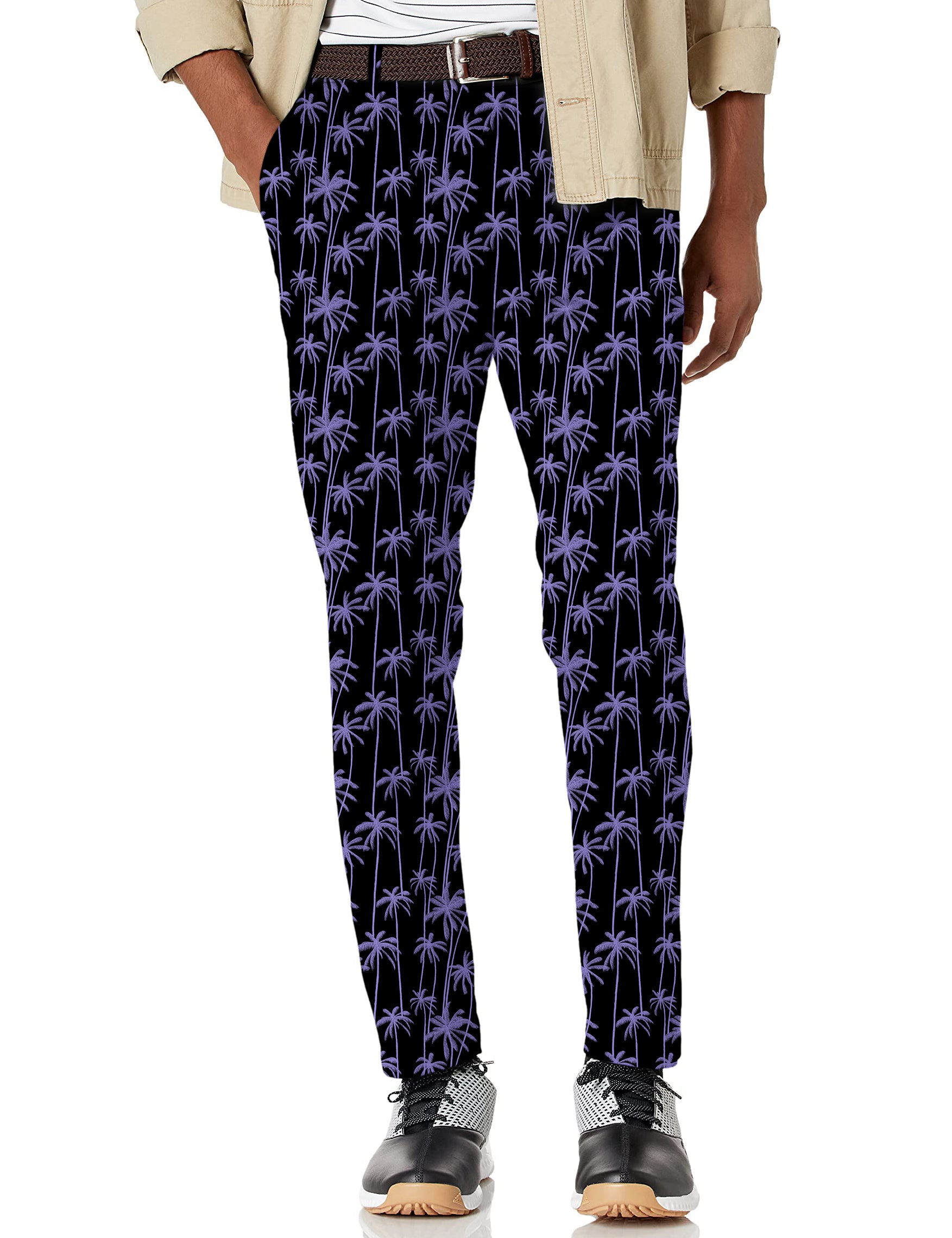 Men's Purple Coconut Tree Stretch Golf Pants