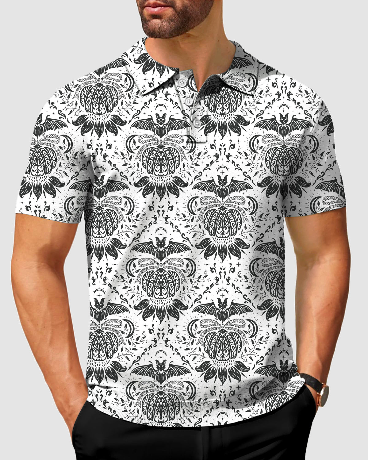Men's Halloween bat Polo