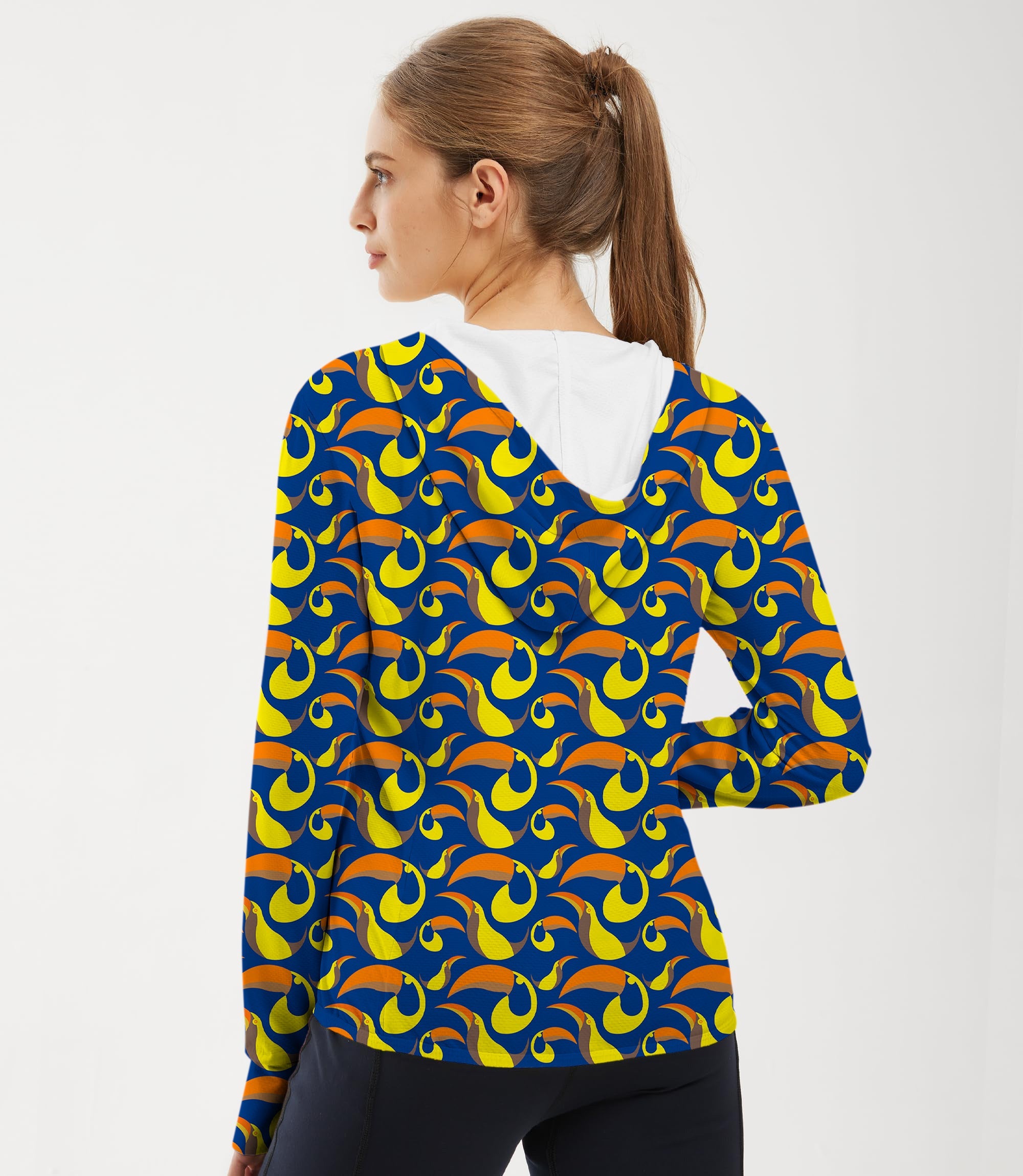 Women's outdoor toucan zip hoodie with sun protection, slim fit, lightweight and breathable fabric