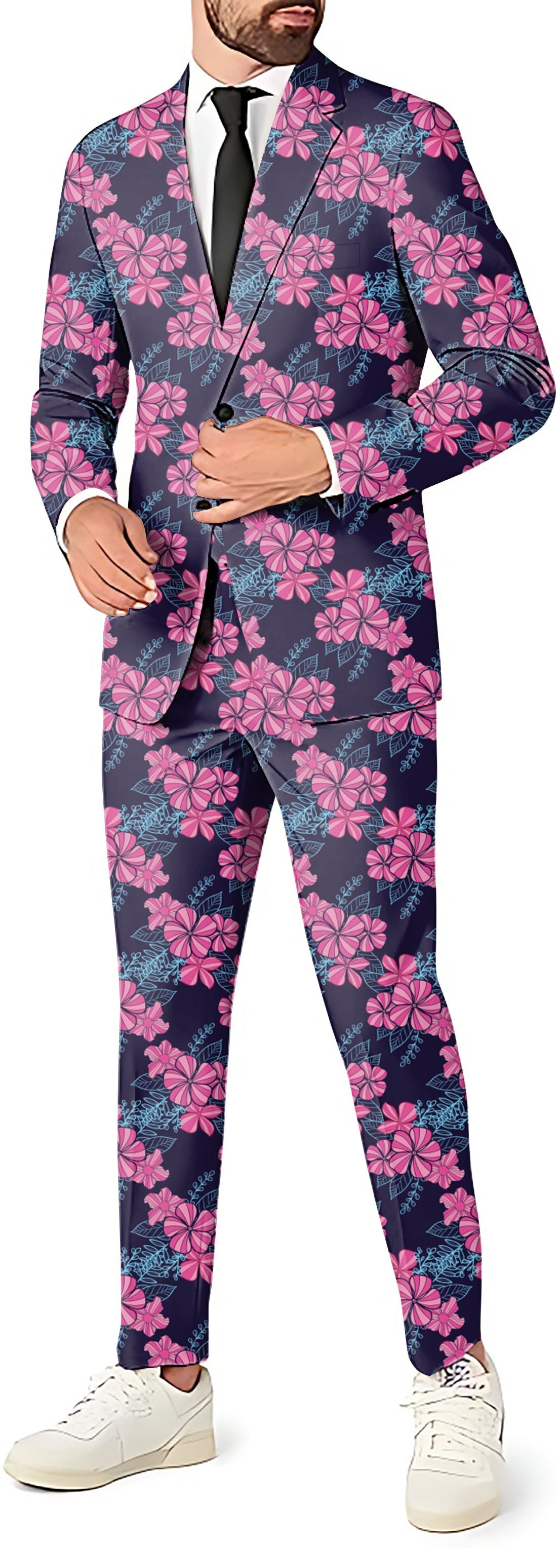 Blossom Burst Men's floral print blazer and pants party suit set
