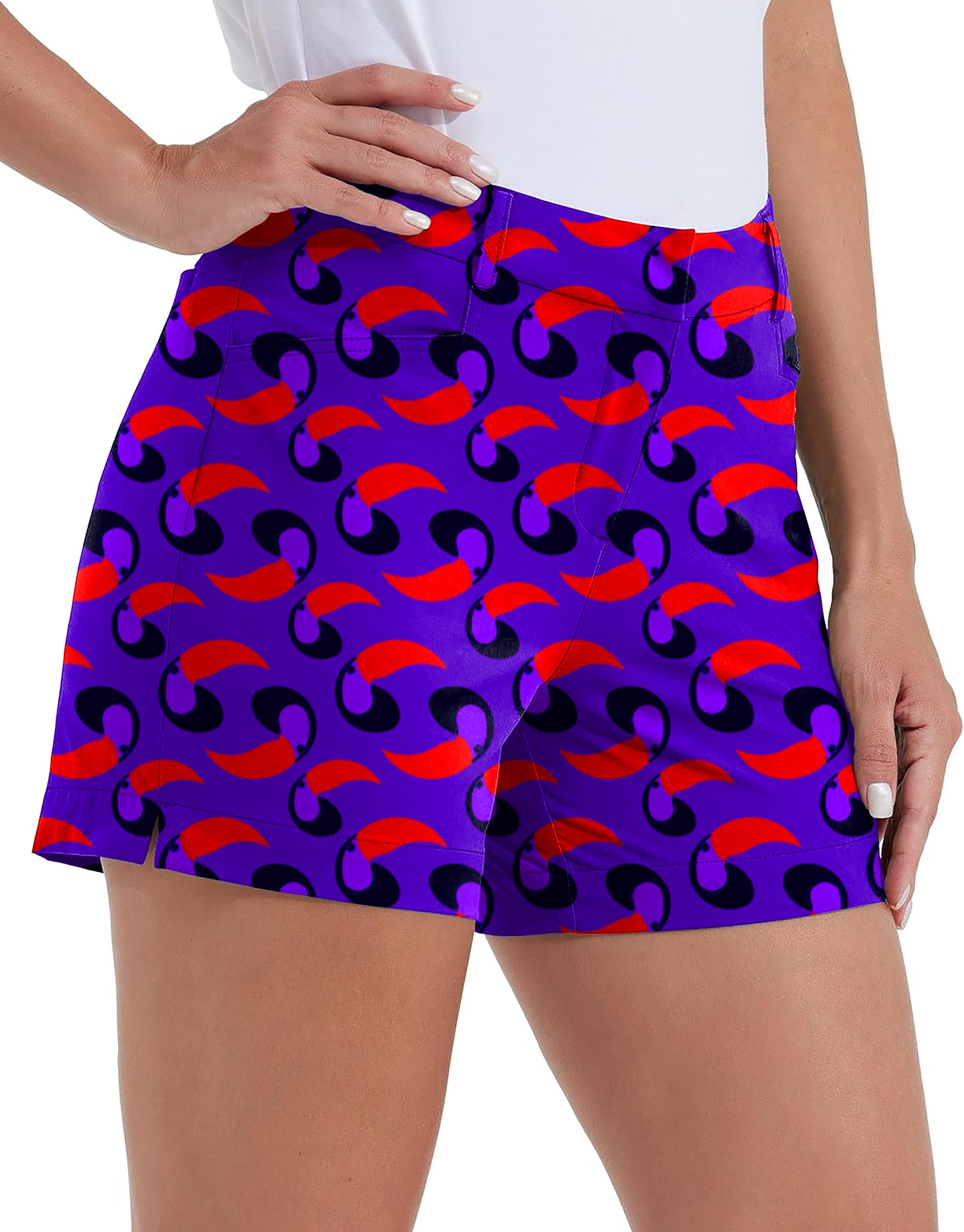 women's purple toucan own logo golf shorts quick-dry waterproof with pockets