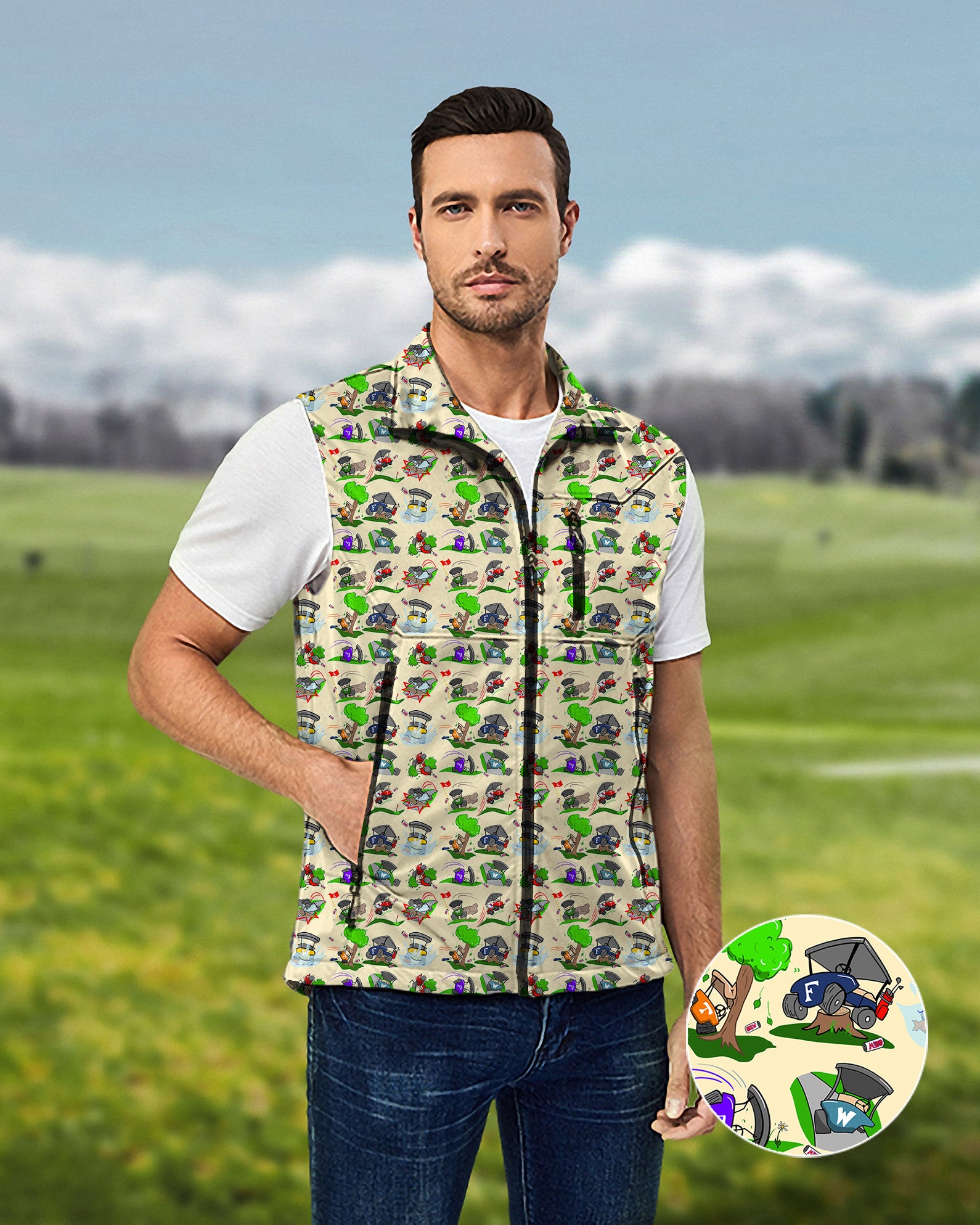 Men's Don’t Drink & Drive Designer style Lightweight Softshell Vest Sleeveless Jacket for Golf Windproof Waterproof