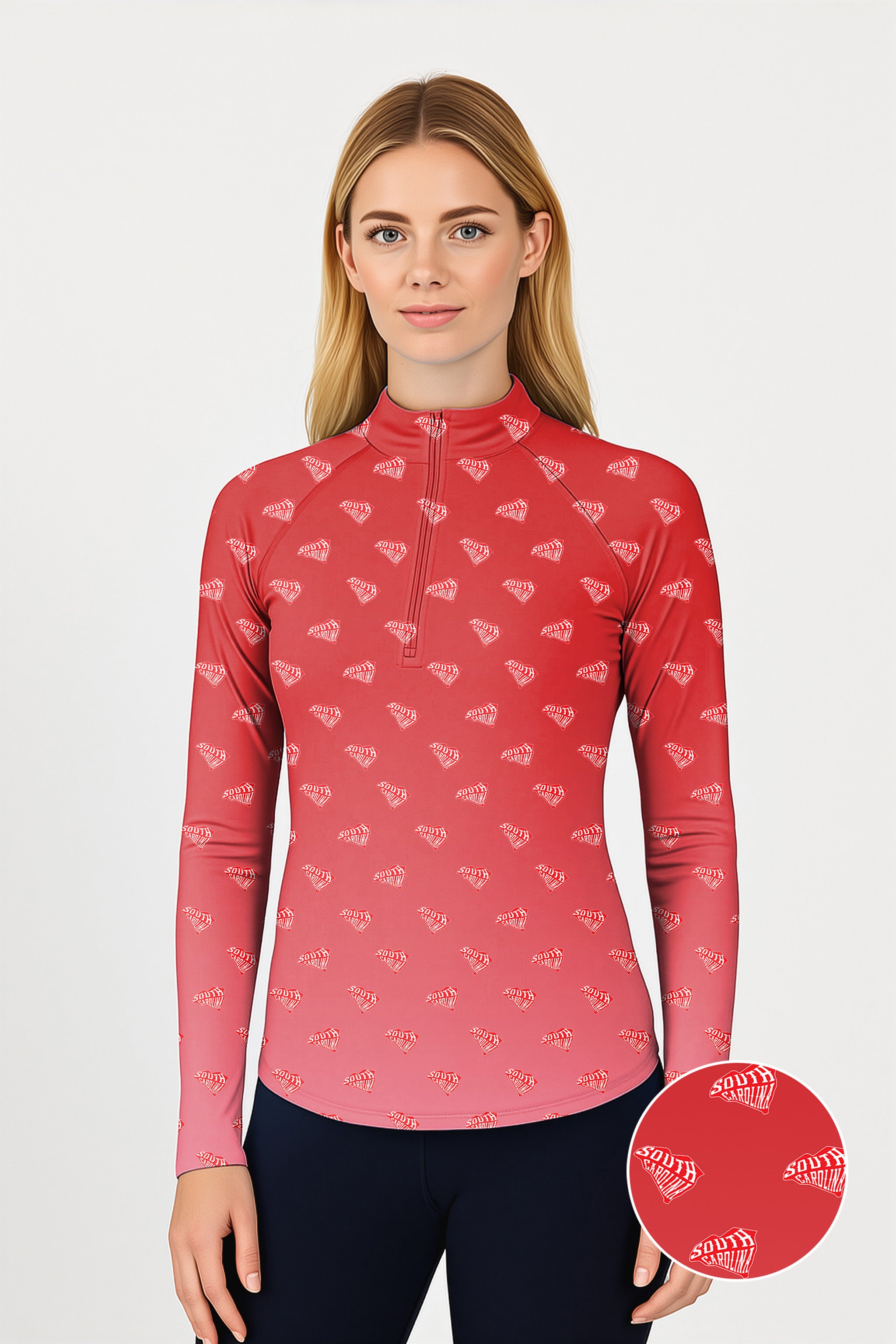 Red South Carolina Women's Golf Active 3/4 Zipper Top Long Sleeves