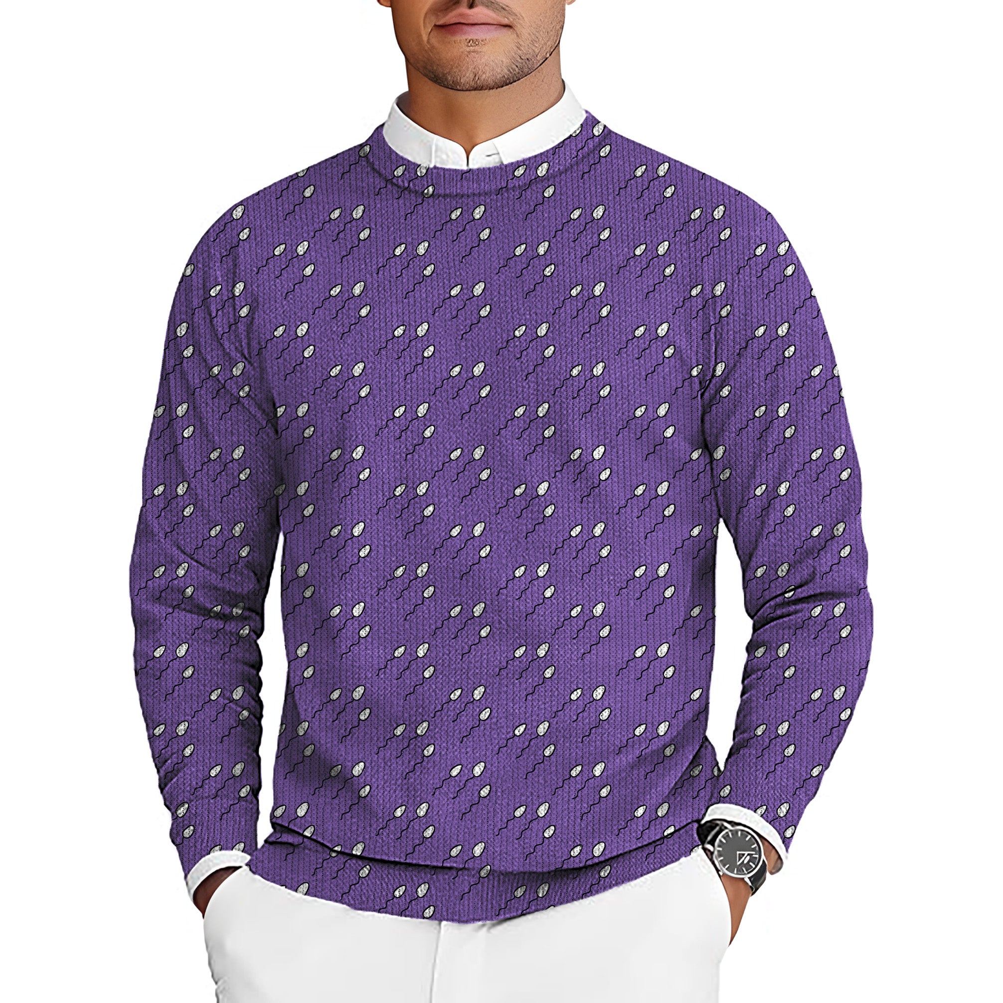 Abstract Sperm Lines Men's Golf Crewneck Pullover Sweaters Ugly Sweater