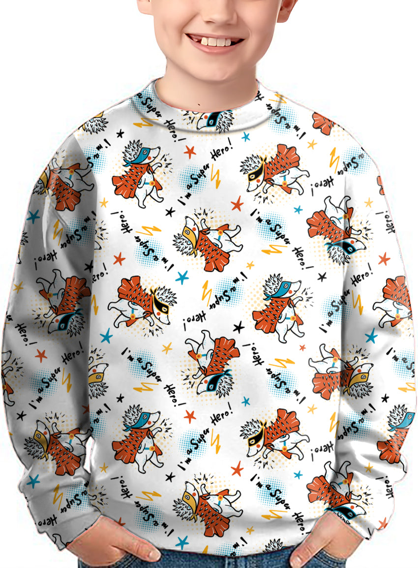 Handsome Hedgehog Crewneck Pullover Kids Ugly Sweater