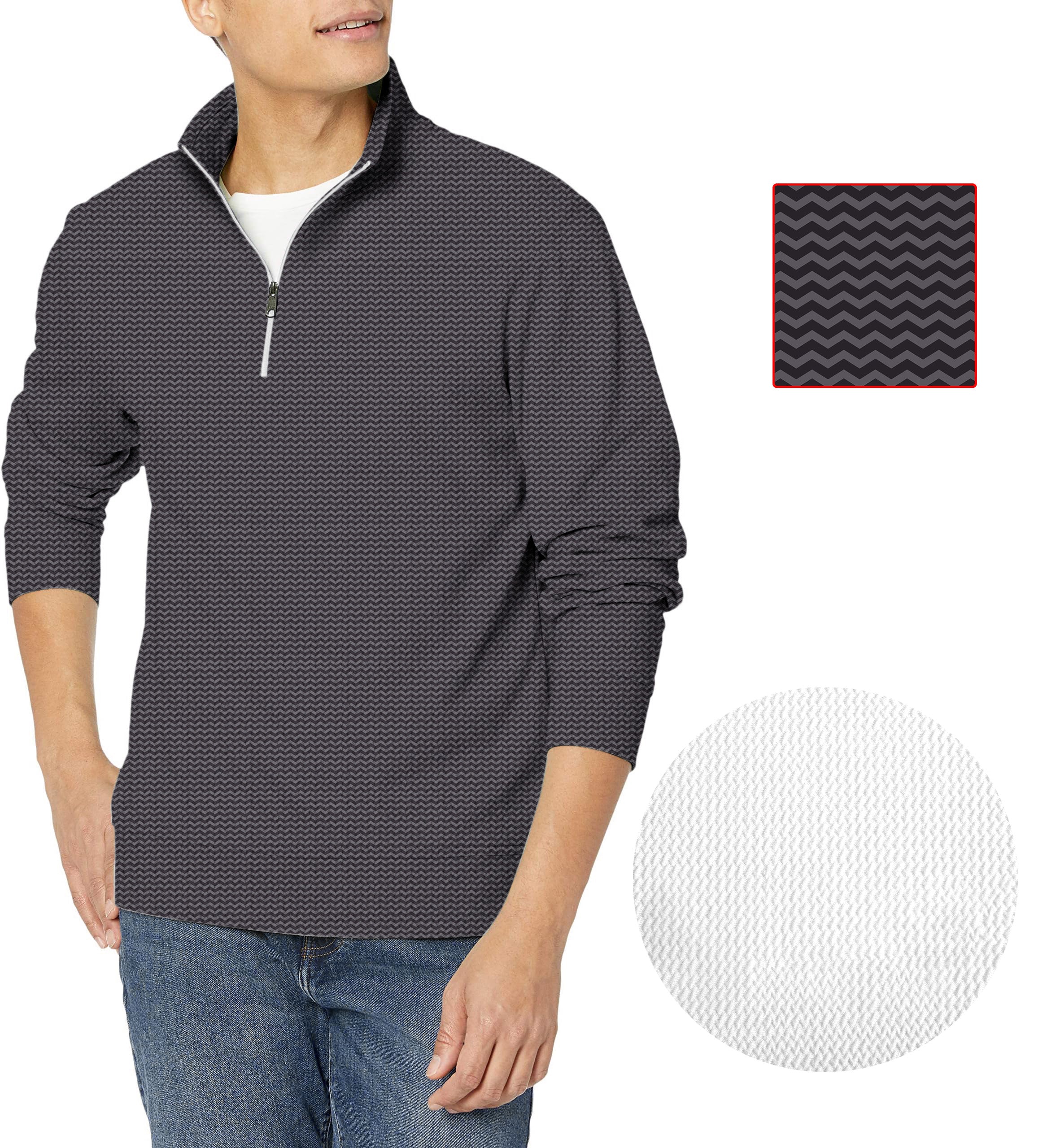 Brown Waves Men's Golf waffle textured brown men's pullover with zipper collar