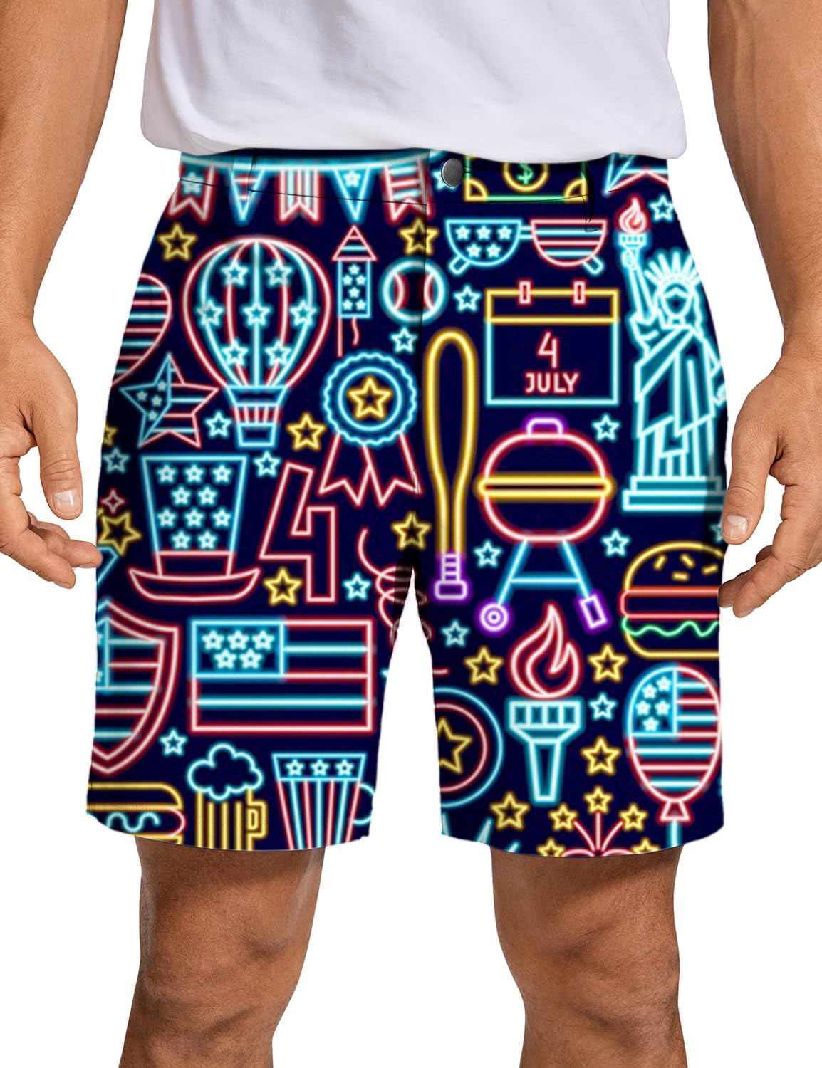 Men Neon American Golf Shorts