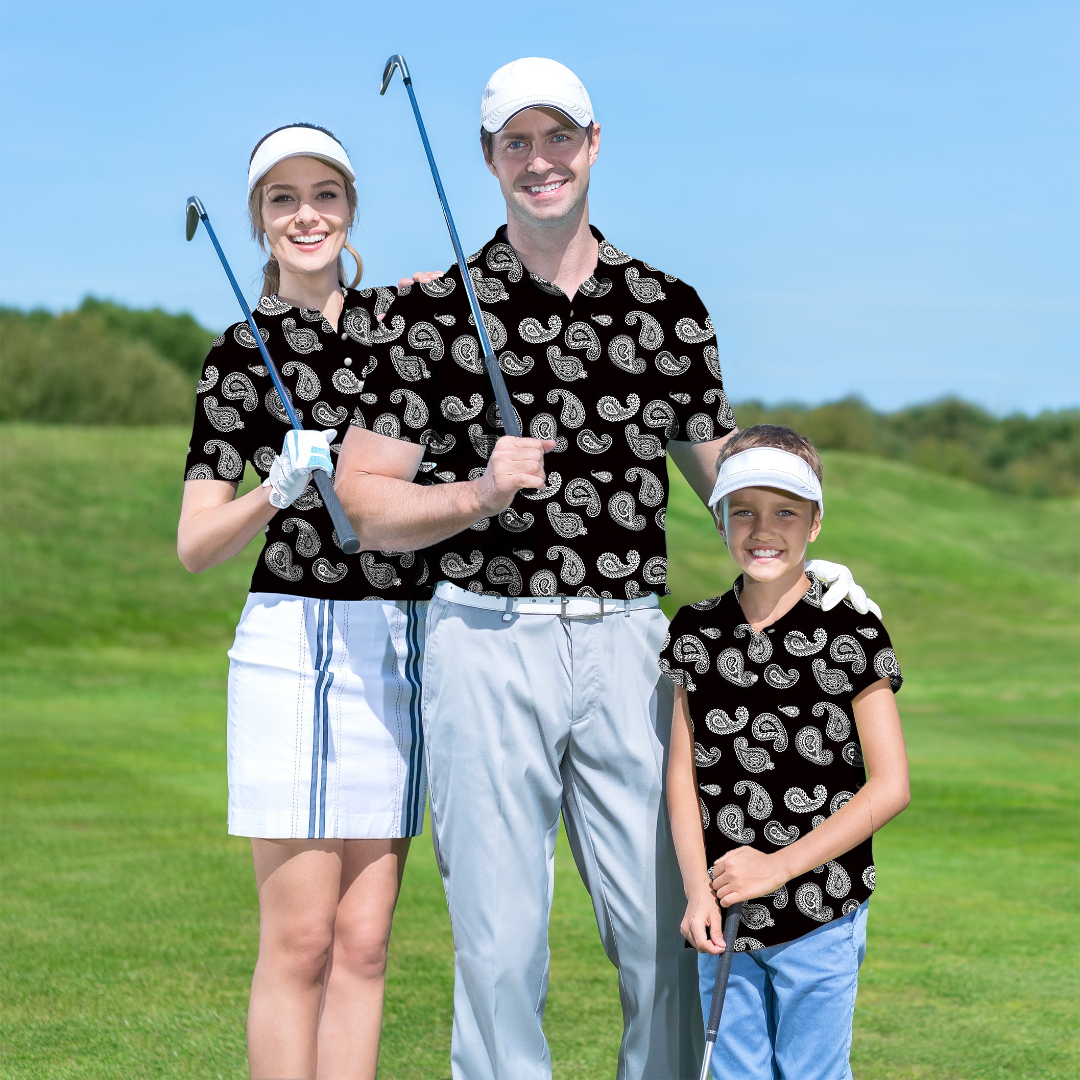 Golf Polo Family set Black Bandana