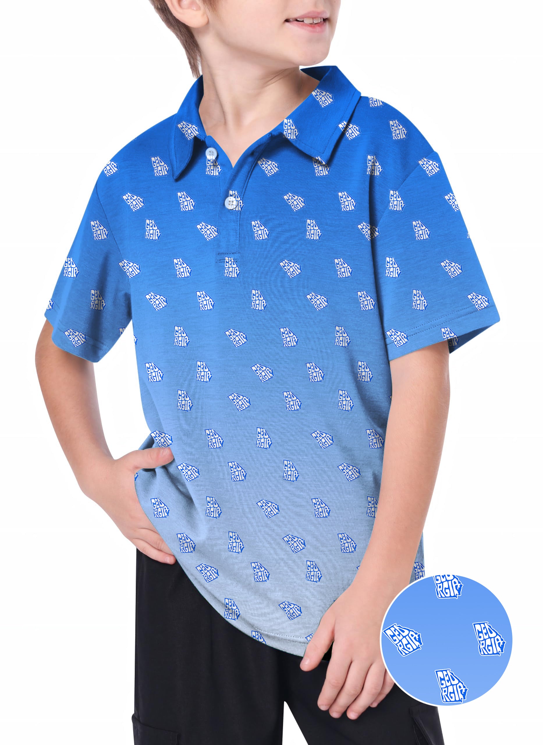 Youth Blue Georgia Golf Polo