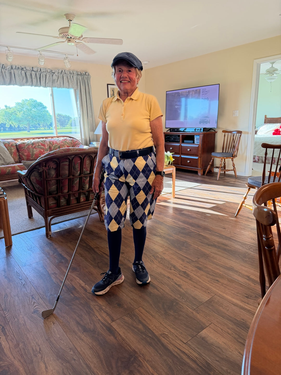 blue Argyle Womens Golf Knickers Pants