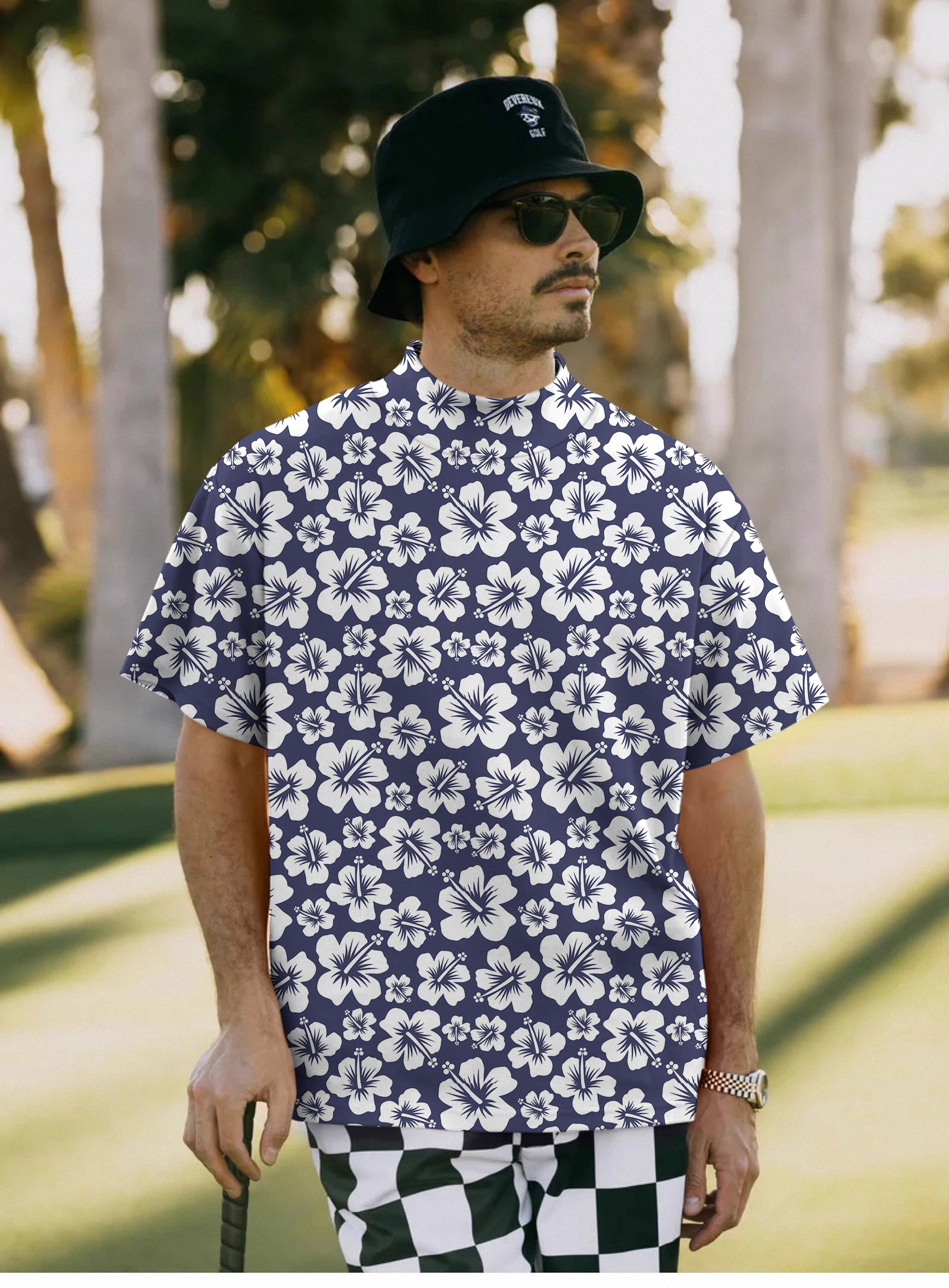 Men's Summer Daisy Pullover High neck Long/Short sleeve T-Shirt