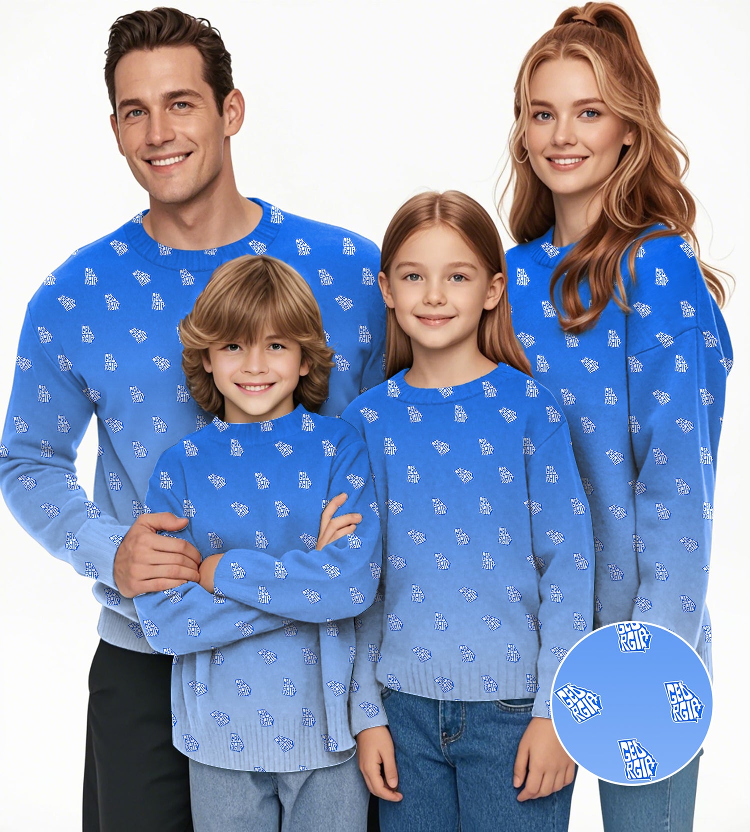 Blue Georgia Crewneck Pullover Ugly Sweater Men Women boy girl family