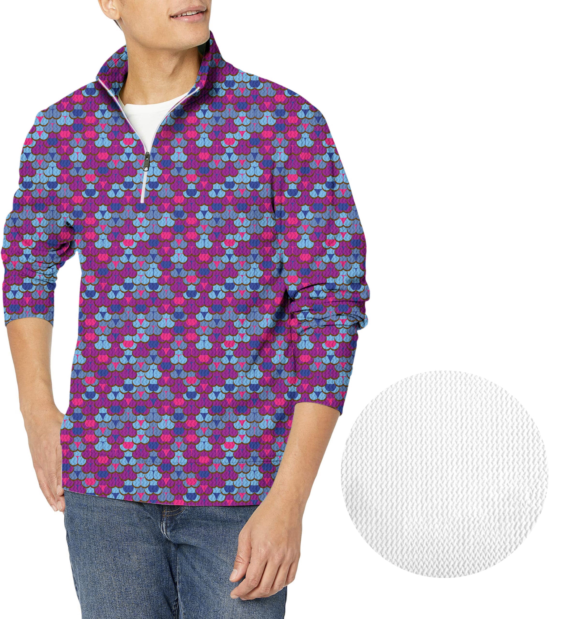 colorful world-Men's Golf Waffle Zipper Pullover