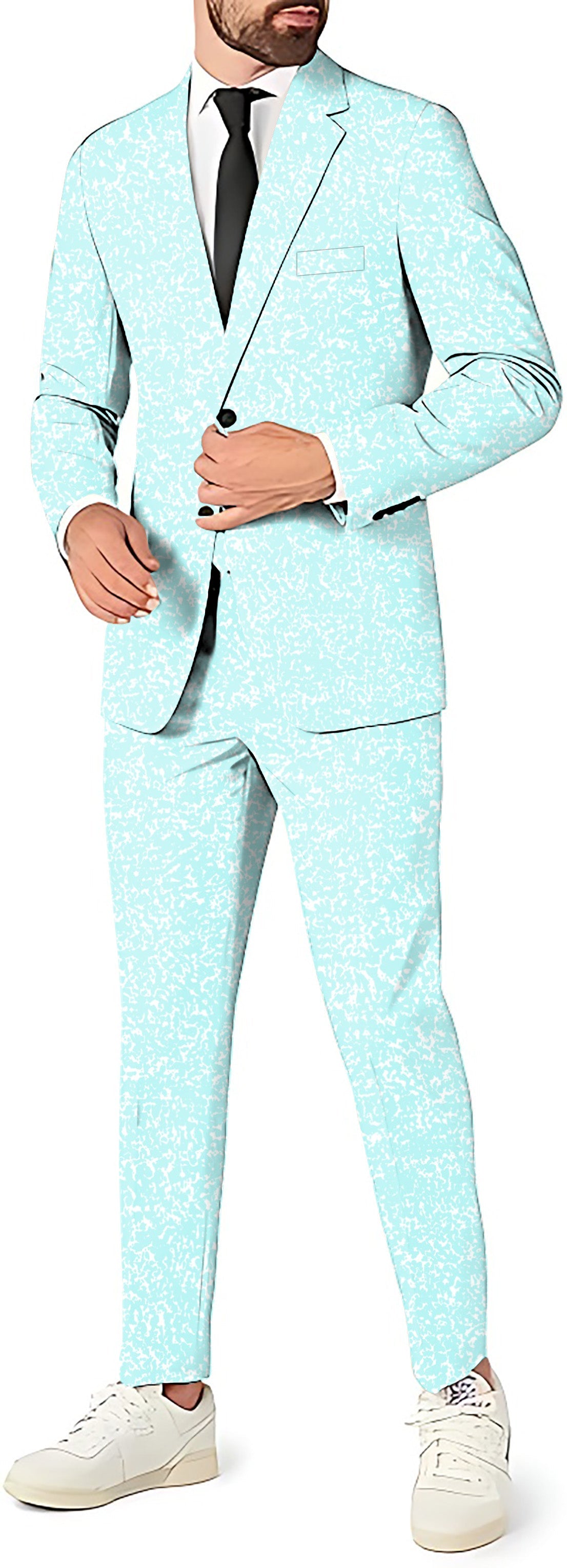 Aqua Breeze men's light blue floral pattern party suit with blazer, pants, and vest set