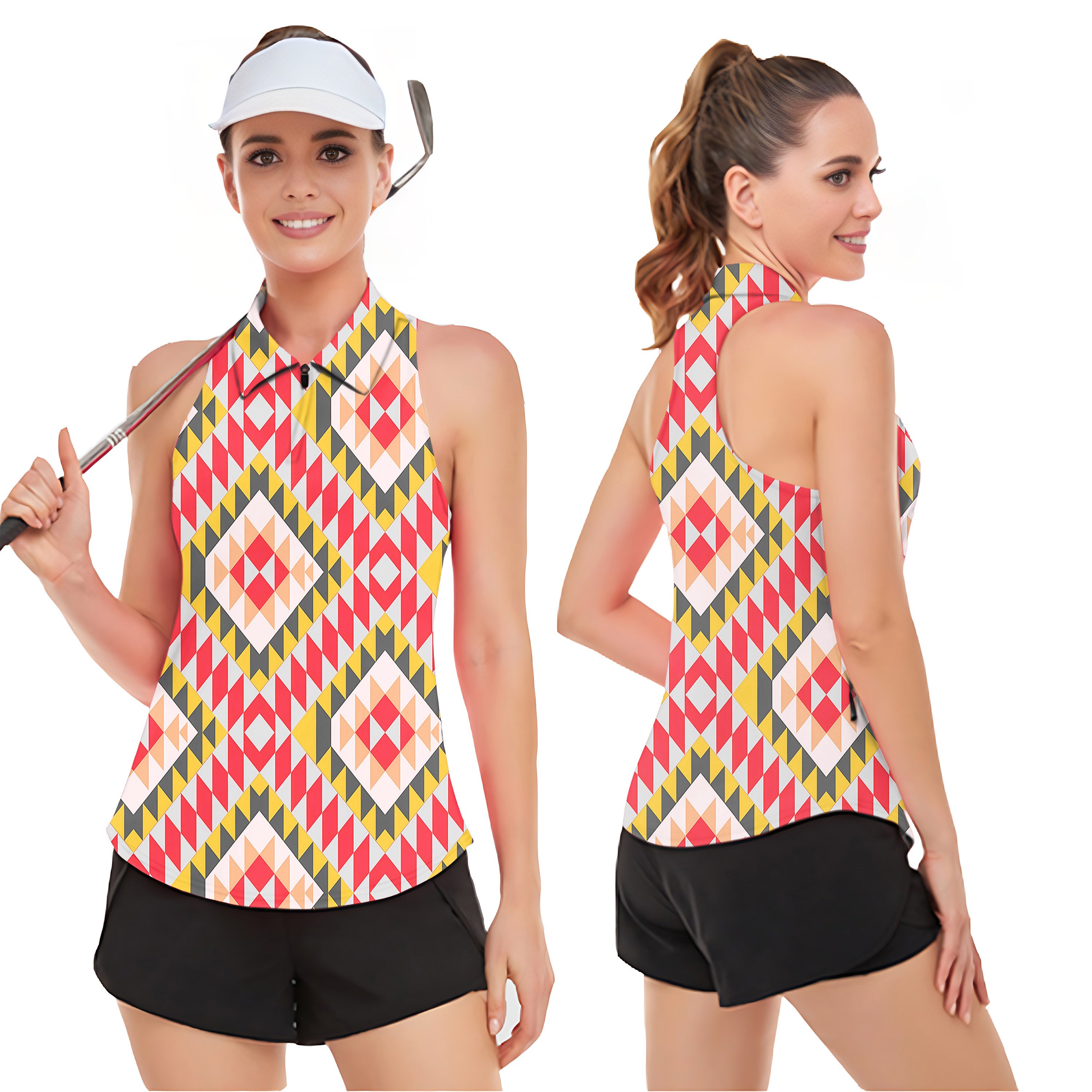 Eco Friendly Bold Vibrations Women’s Sleeveless Golf Tank Top Shirt Polo