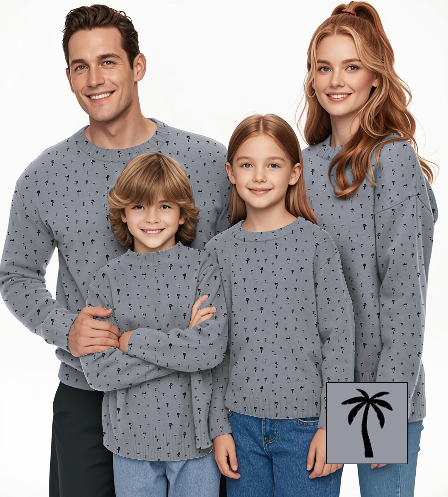 Coconut Palm Custom The Background Color Crewneck Pullover Ugly Sweater Men Women boy girl family