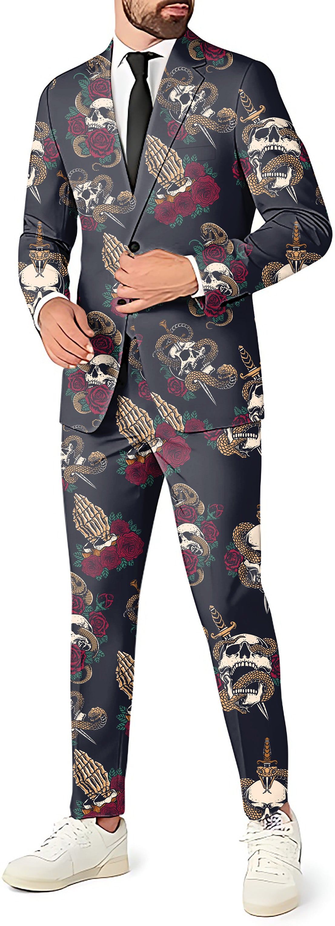 Halloween Snake Skeleton Men's Party Costumes-Theme Party 2 or 3pcs Suit set-Blazer Pants & Vest