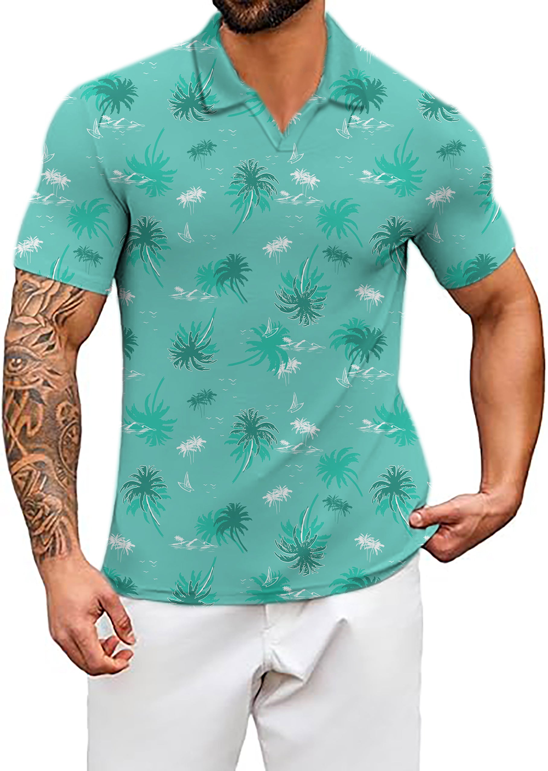 Men's Island Livin V Neck Golf Polo Shirts
