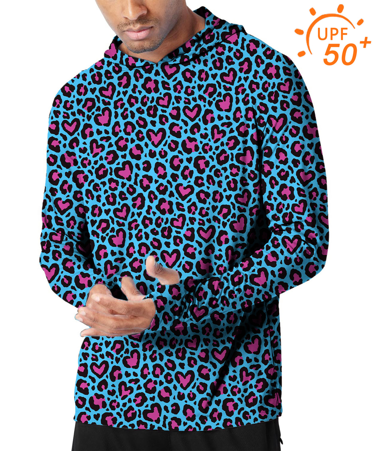 Men's Outdoor Pink leopard print Golf Sun Protection Loose Fit hoodies