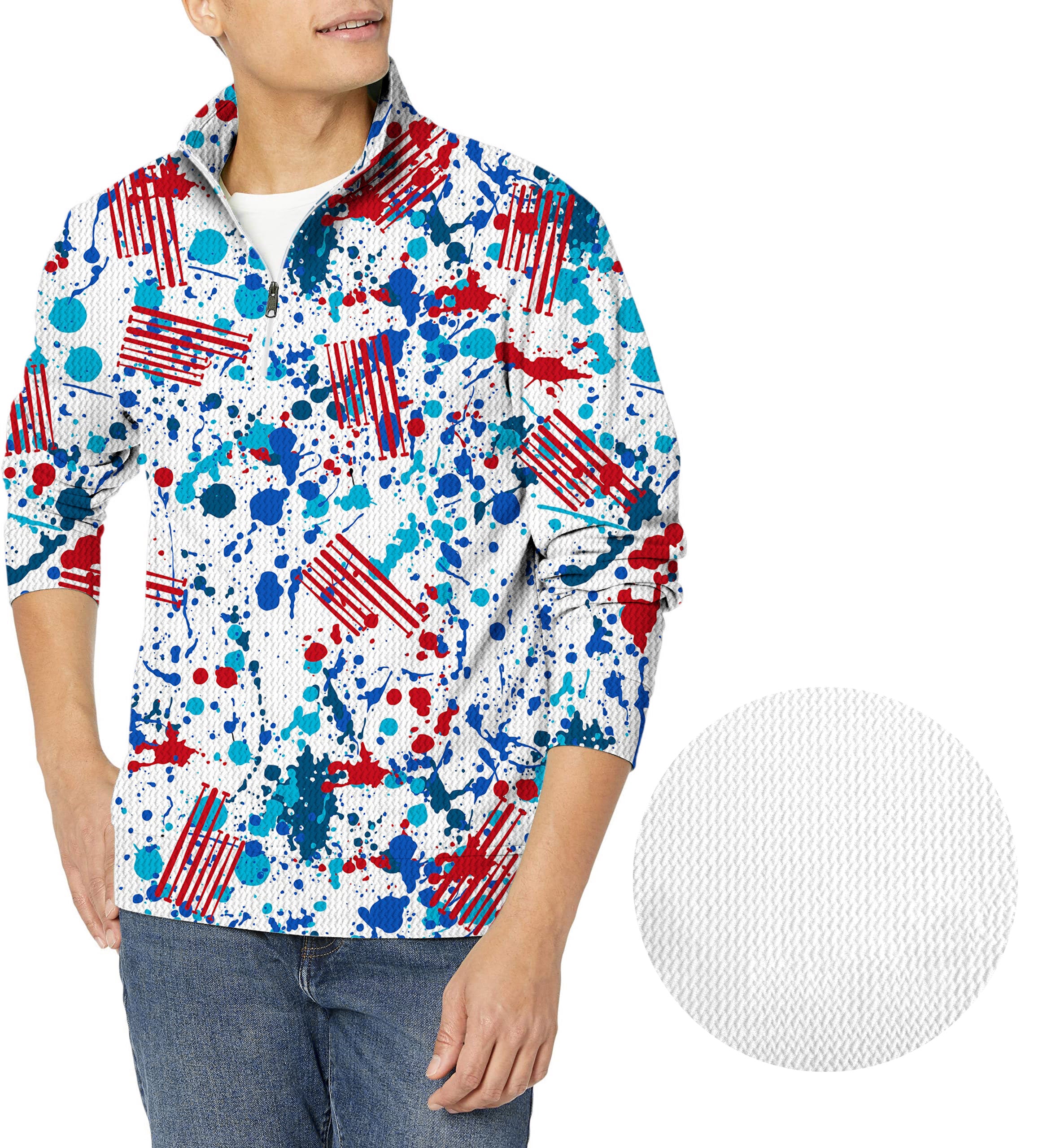 graffiti-Men's Golf Waffle Zipper Pullover