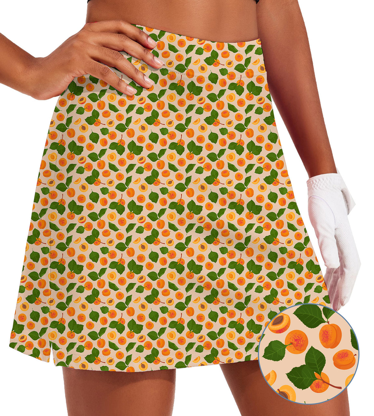 Women's - Peach leaves Golf Skirts Inner Shorts Pocket
