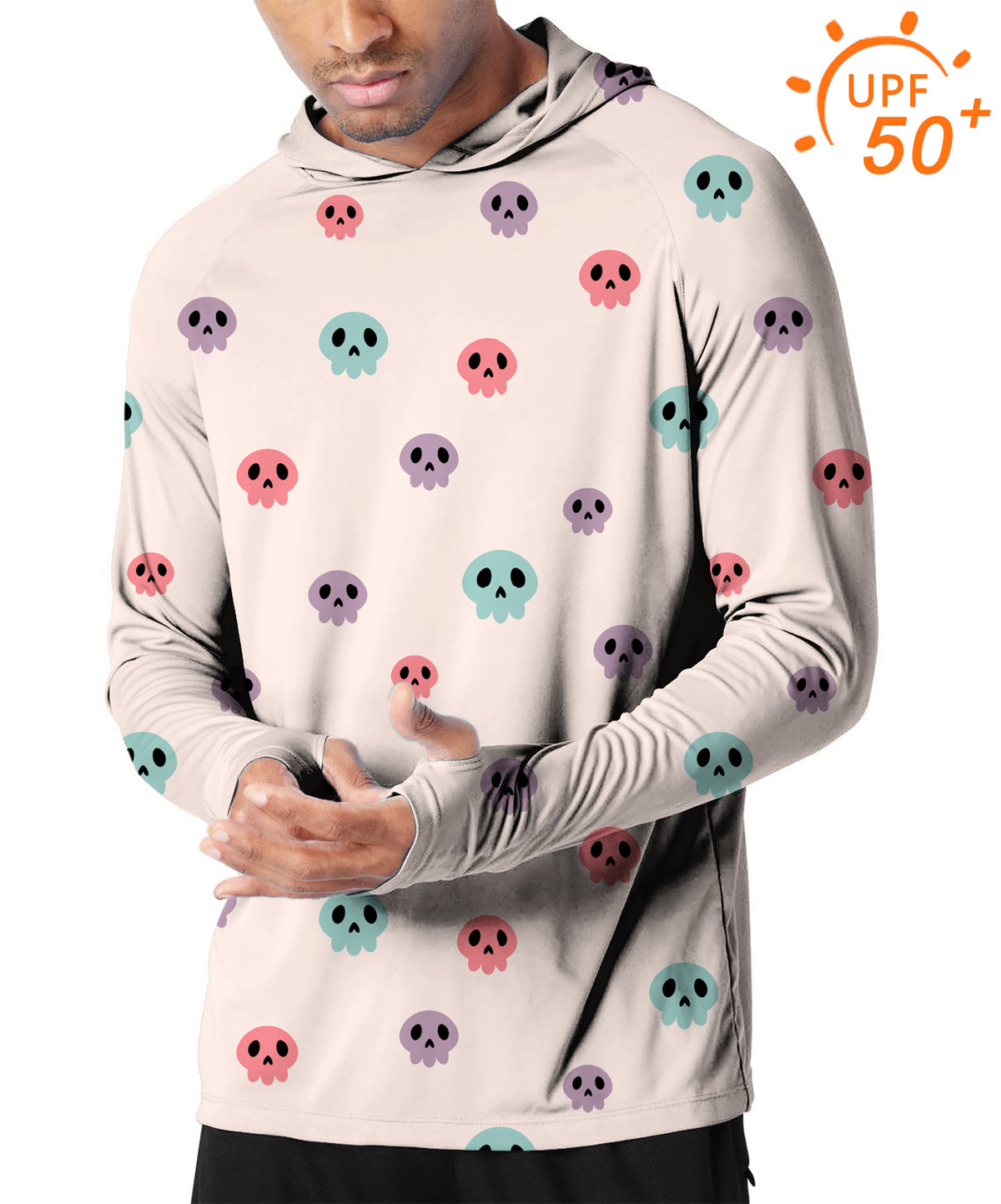 Men's Outdoor Colorful Halloween Skull Golf Sun Protection Loose Fit hoodies